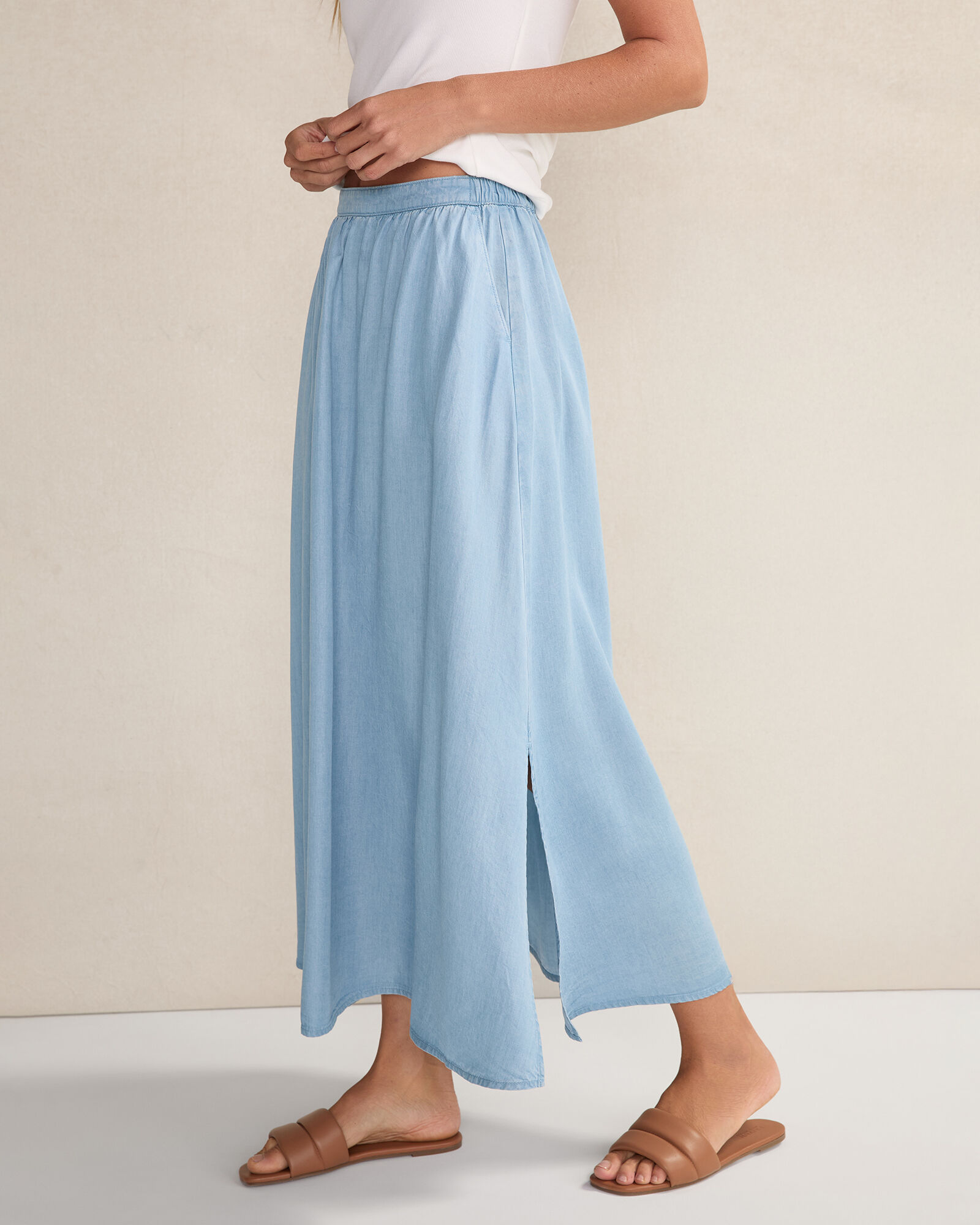 Chambray Maxi Skirt