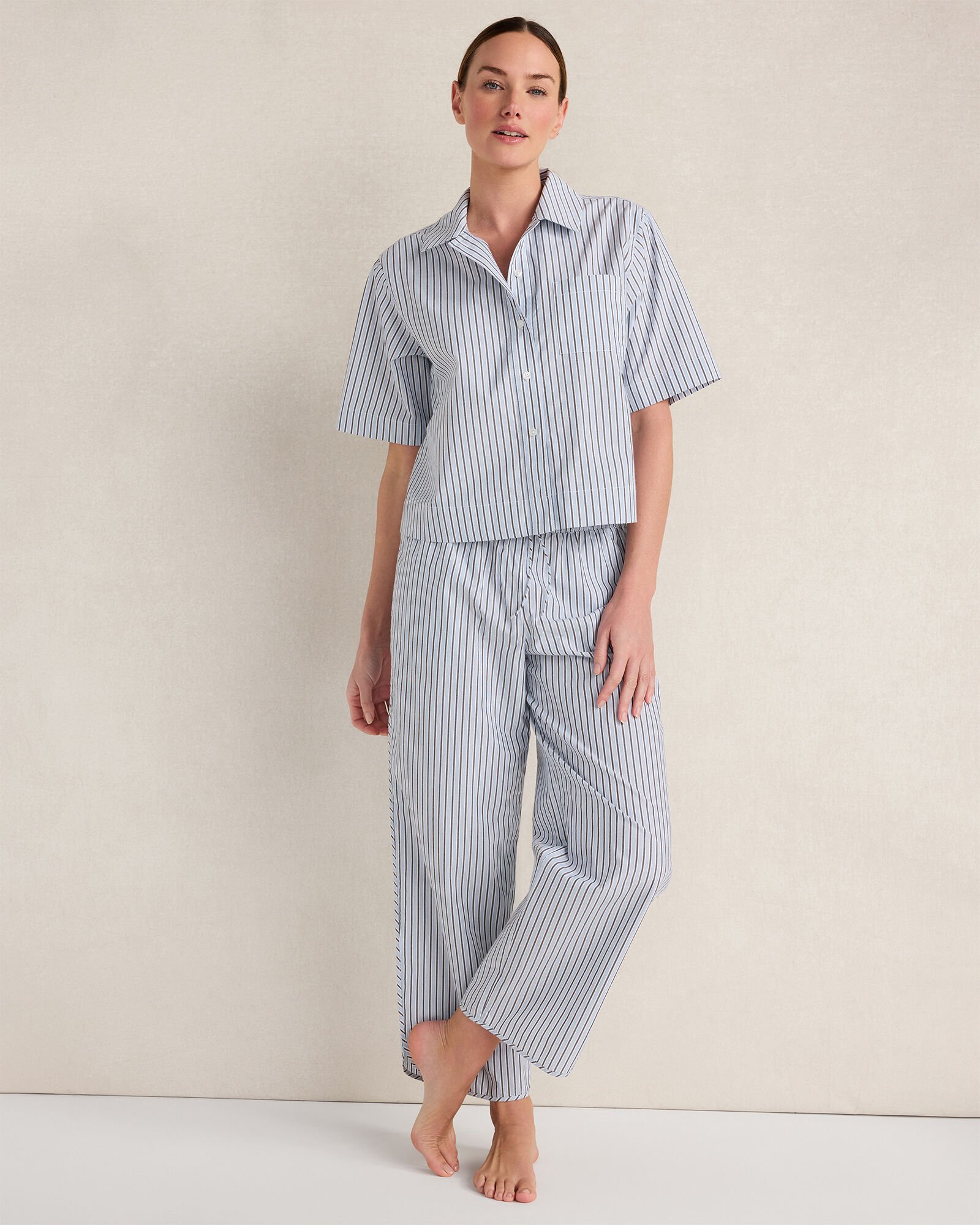 Organic Cotton Poplin Iris Stripe Pajama Pants