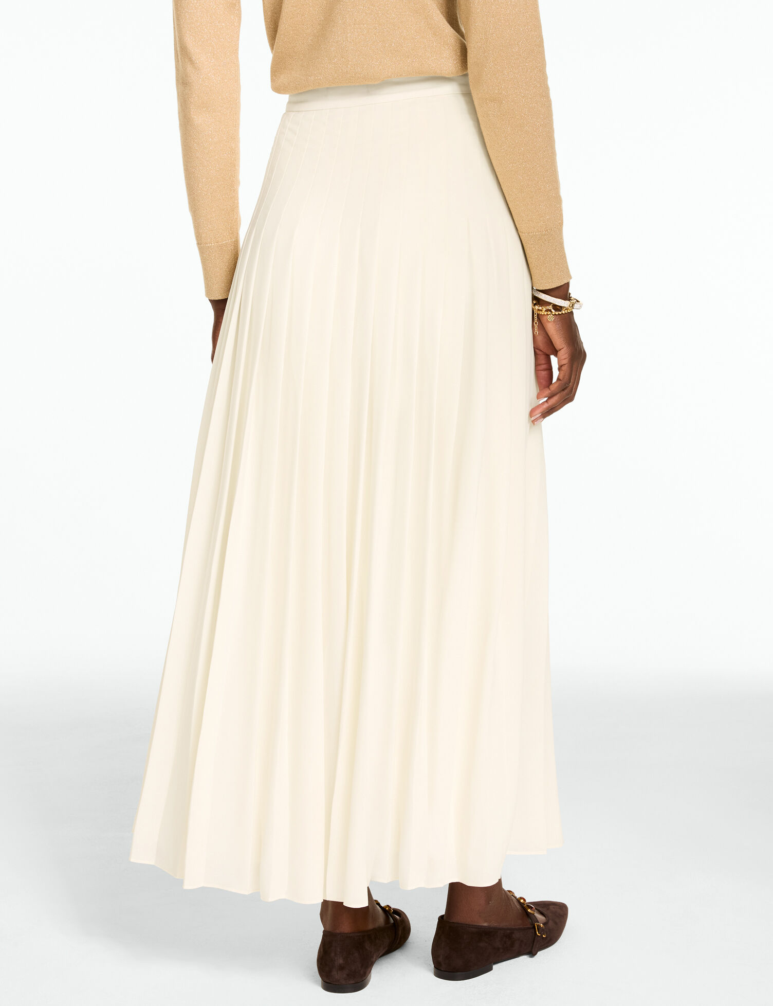 Crepe Pleated Maxi Skirt