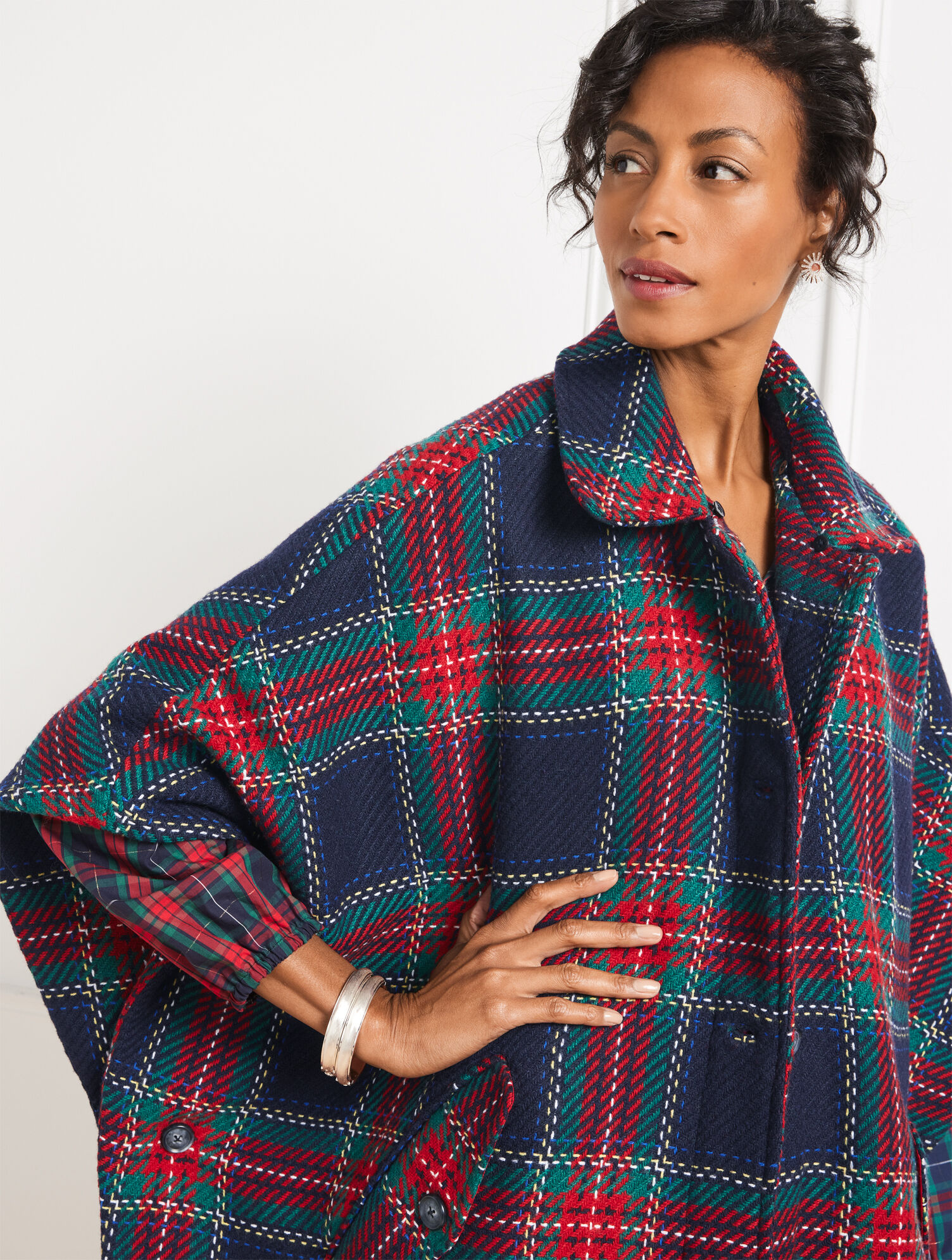 Wool Blend Cape - Plaid | Talbots
