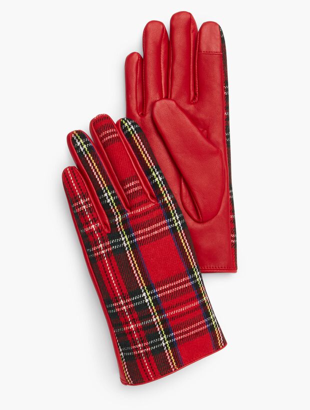 Leather Gloves -Tartan Plaid