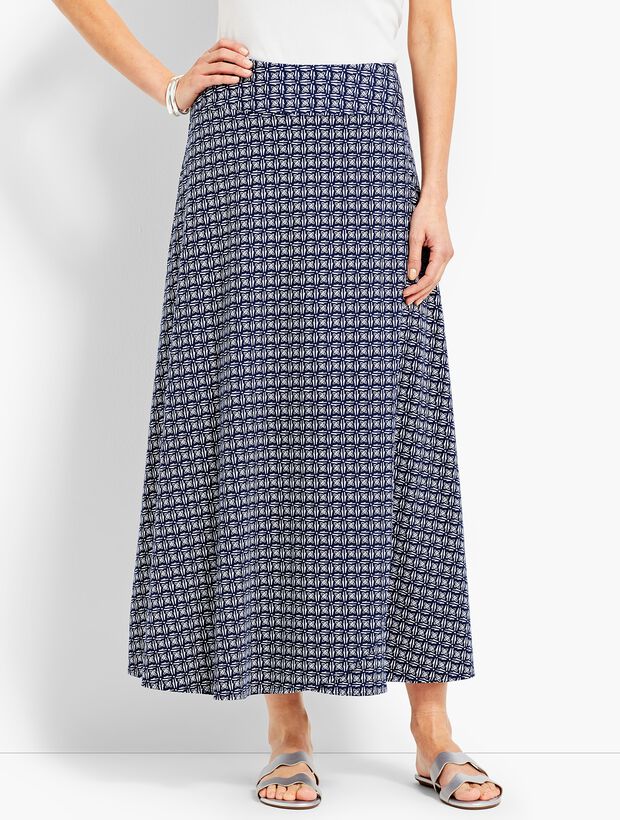 Casual Jersey Maxi Skirt - Faded Geo
