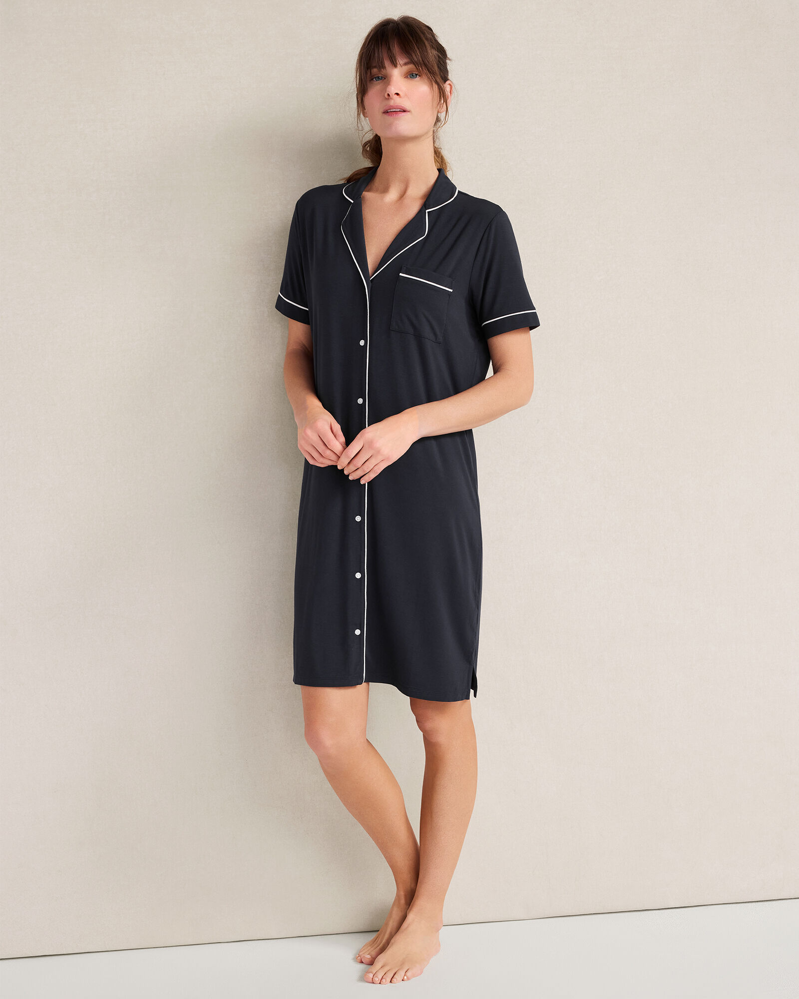 black sleep dress Women's Satin Nightgown Lace Trim Sleep Dress Silky See Through Chemise V Neck Lingure