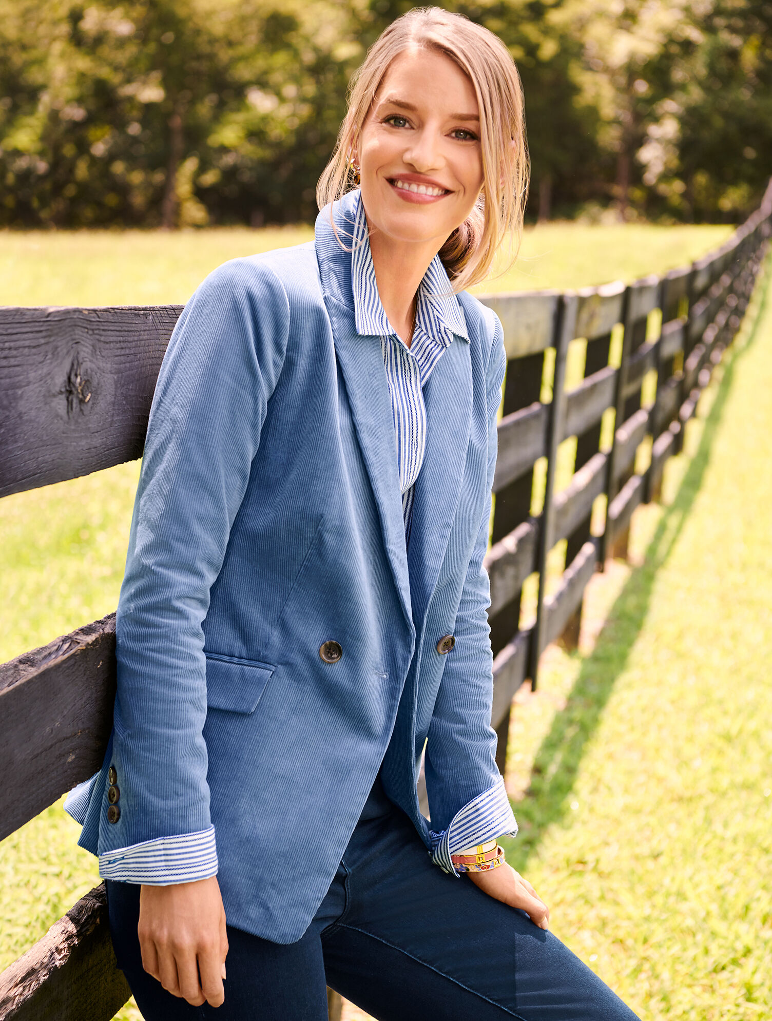 Double Breasted Corduroy Blazer Talbots