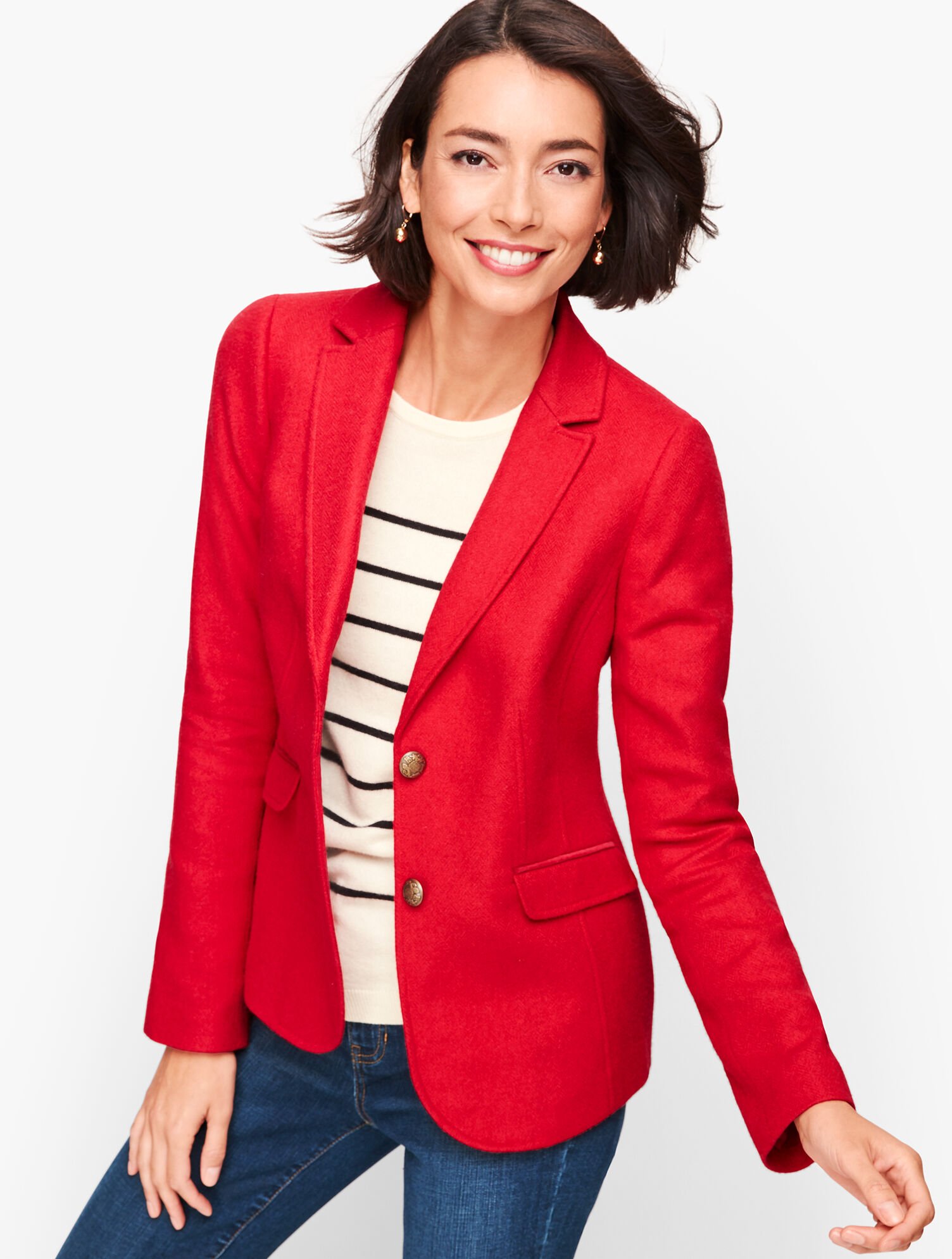 Shetland Wool Blazer - Red Pop