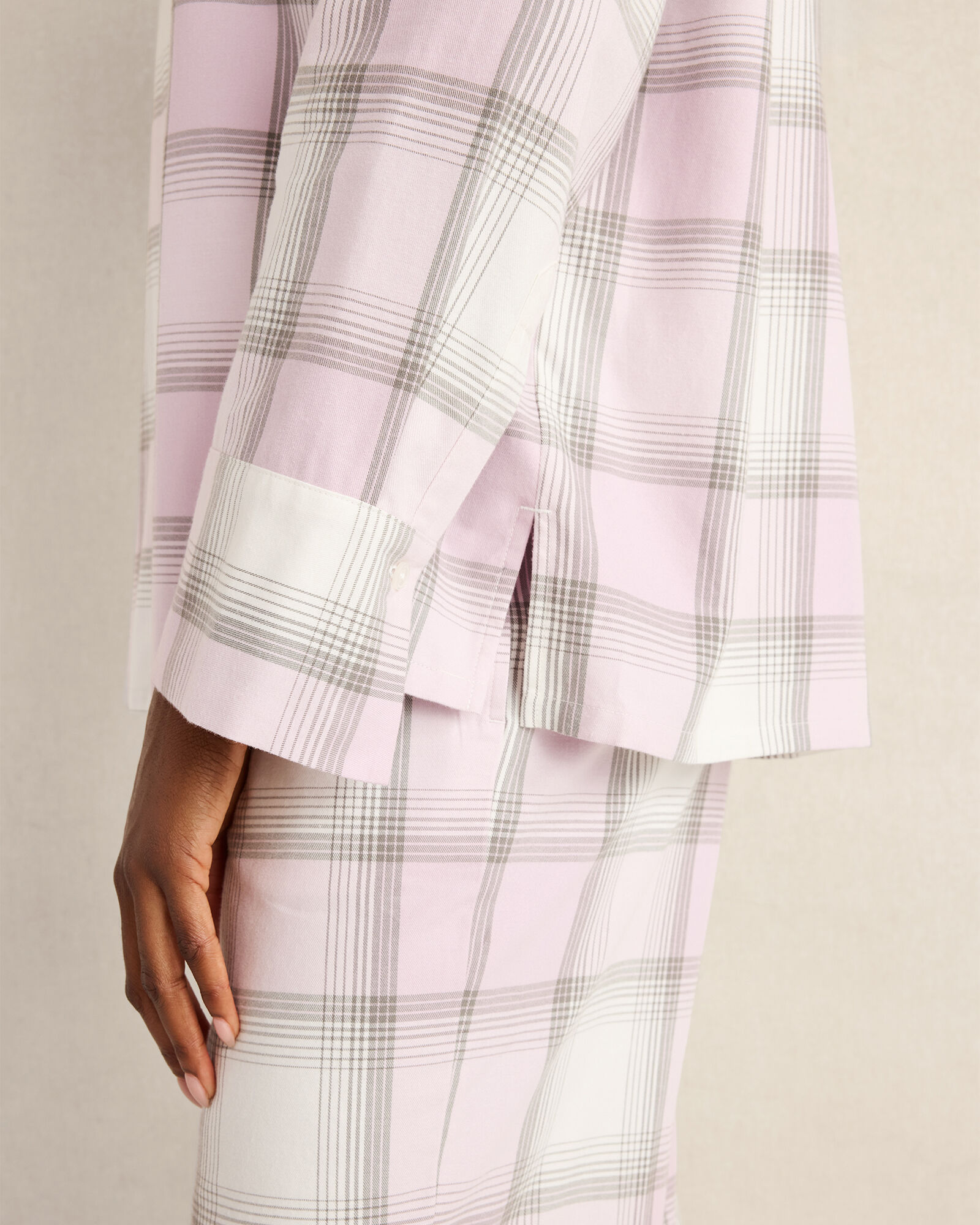 Lightweight Flannel Frosted Plaid Pajama Top