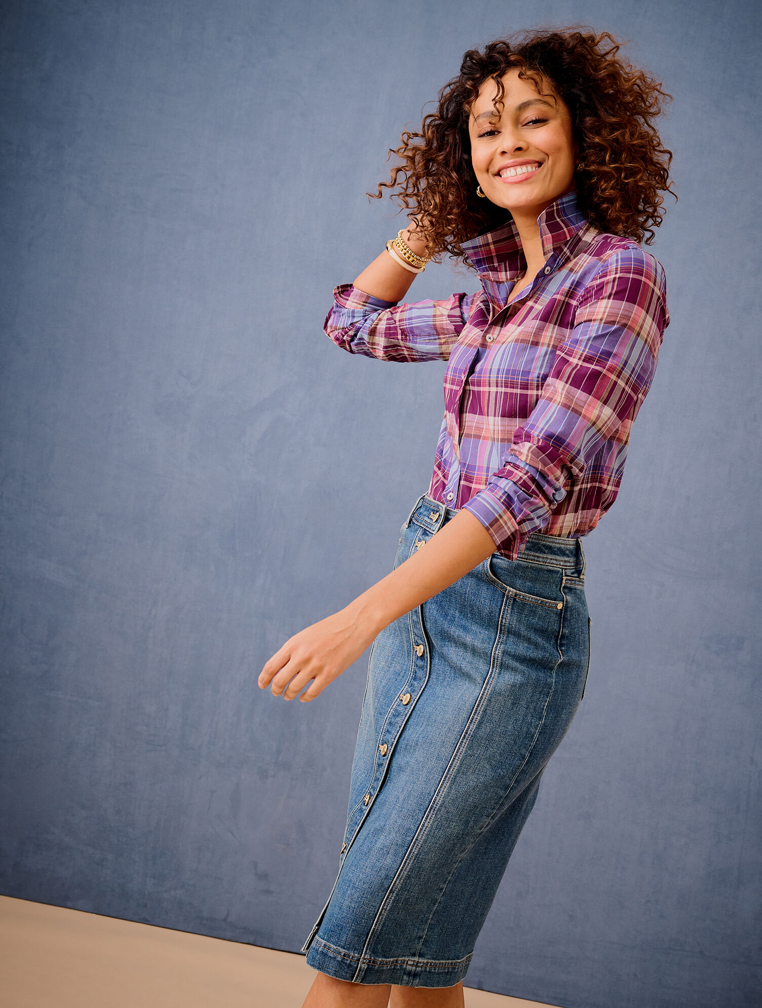 Denim Pencil Skirt - Scallop Wash | Talbots