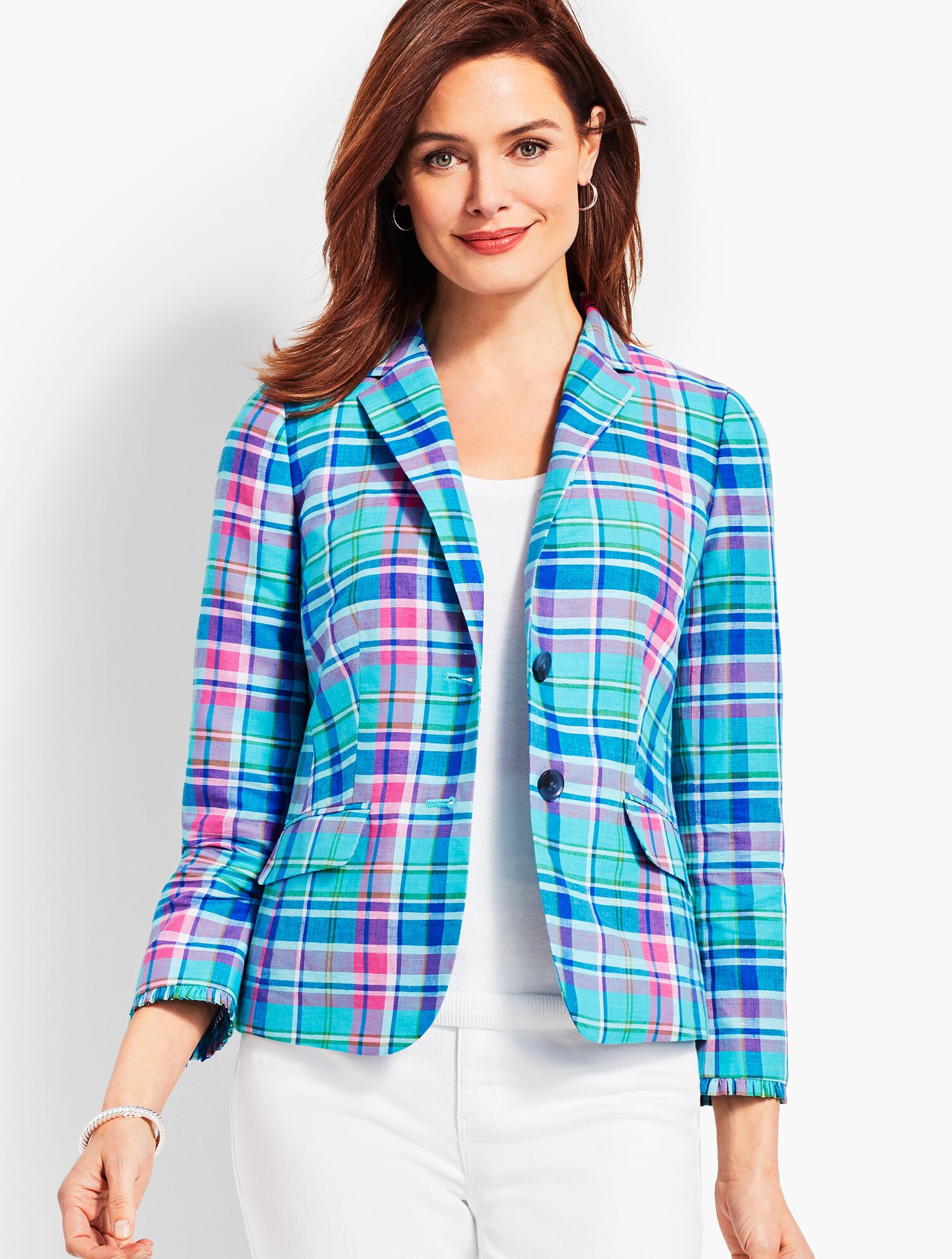 Madras Double-Button Sunshine Blazer Talbots