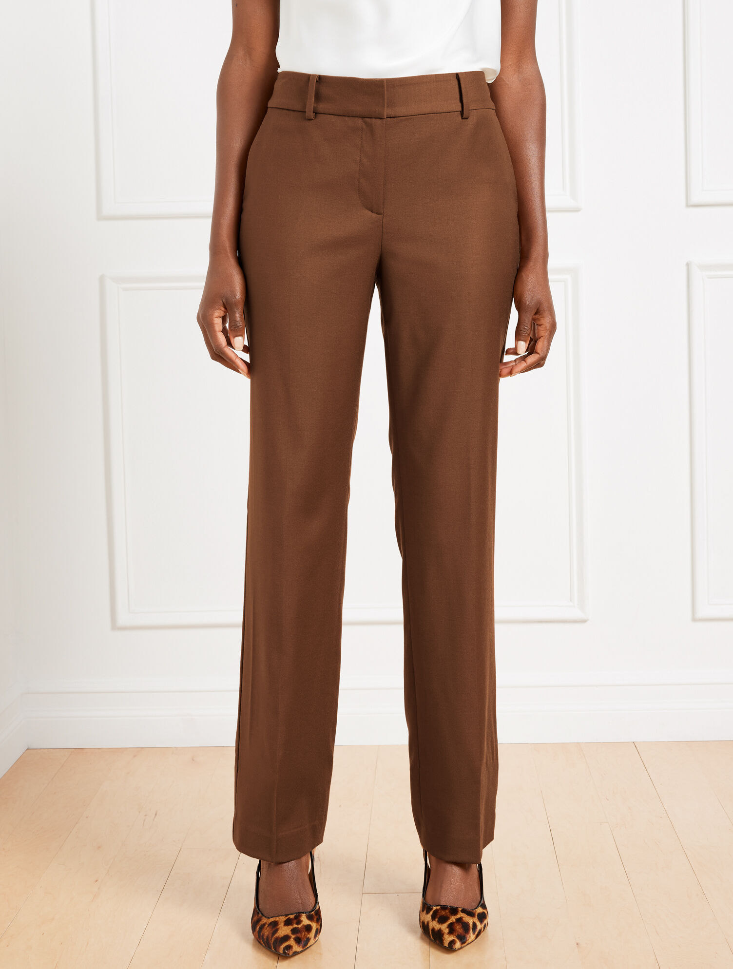 Luxe Italian Flannel Straight Leg Pants | Talbots display picture 1
