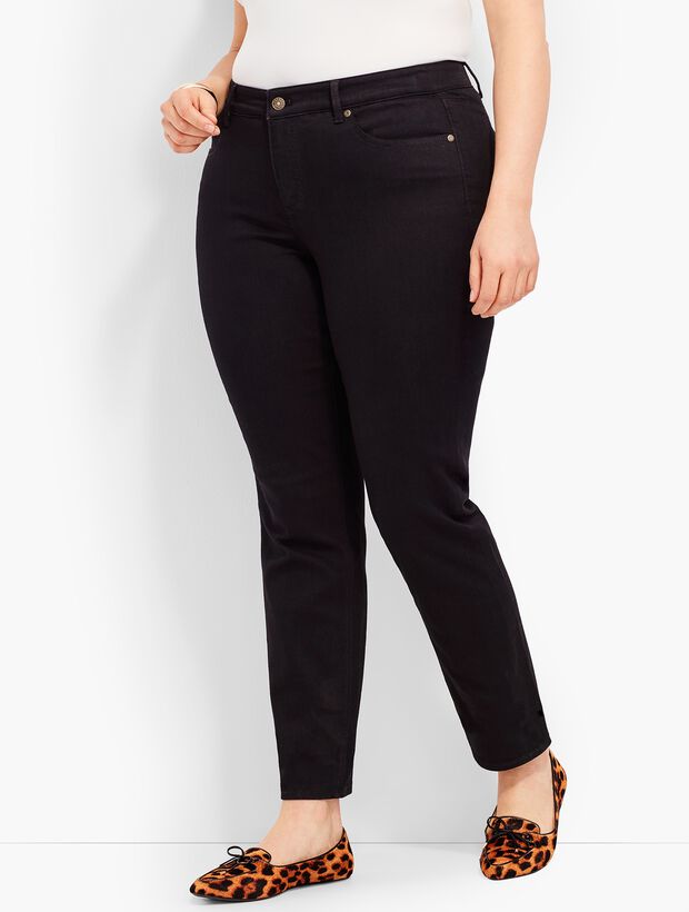 Plus Size Exclusive Comfort Stretch Denim Slim Ankle Jeans-Black