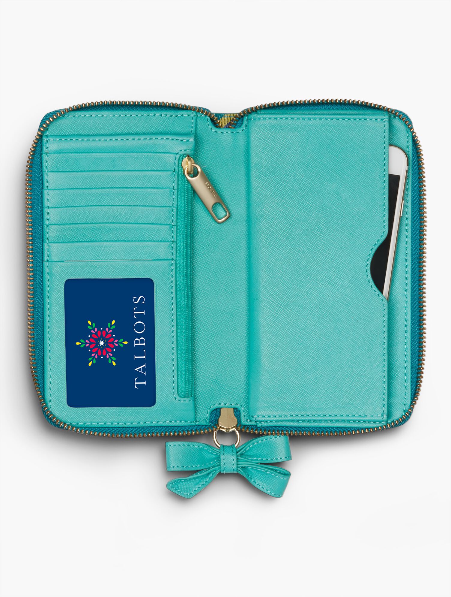 Printed Leather Zip Around Wallet