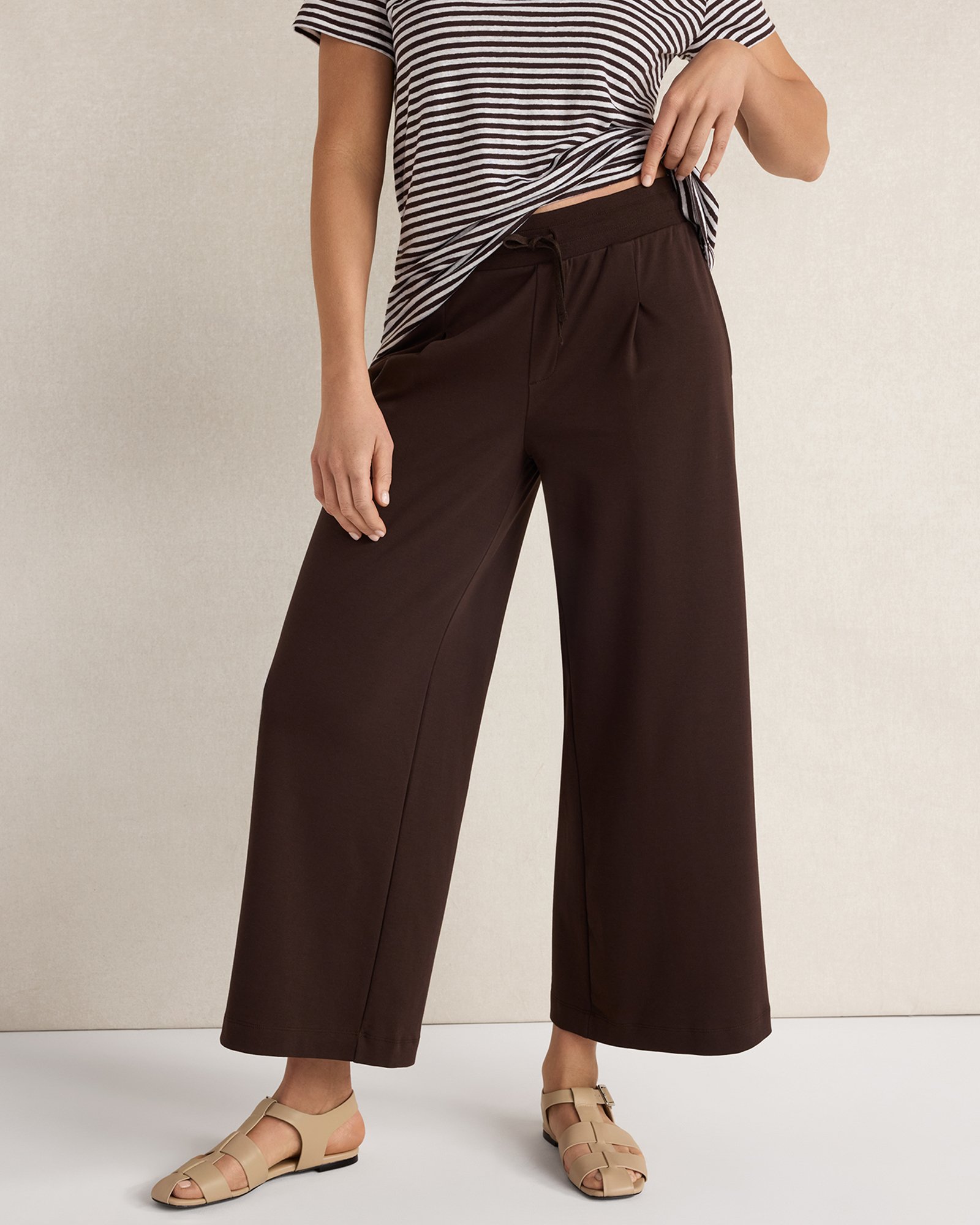 Organic Cotton Interlock Pleated Pants