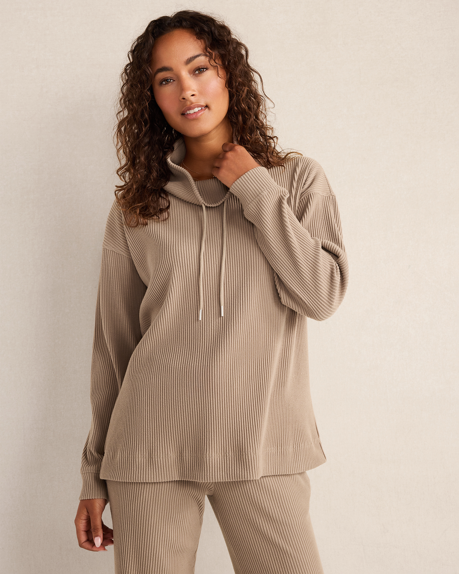 Ottoman Rib Cowl Neck Top