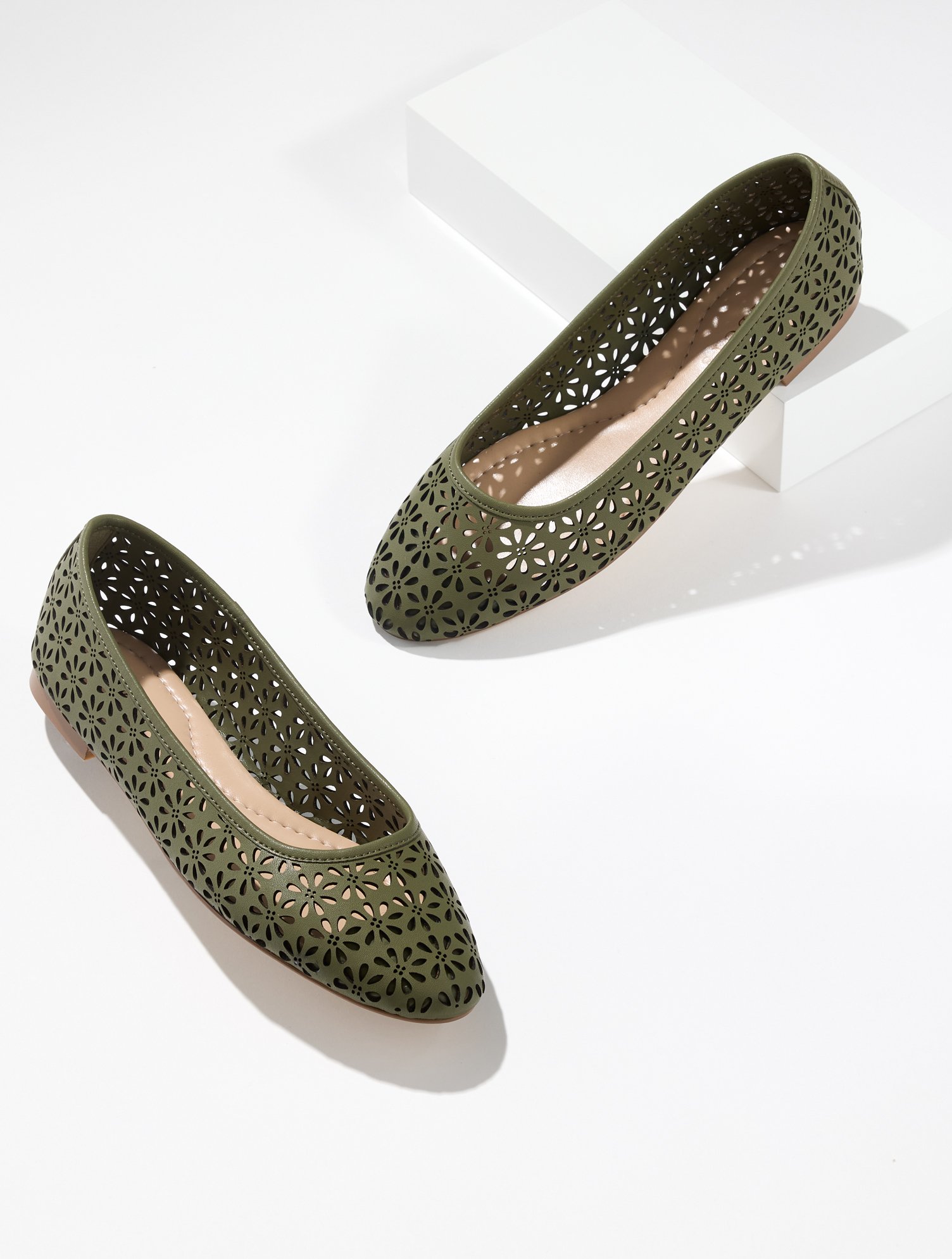 Ansly Perforated Nappa Ballet Flats