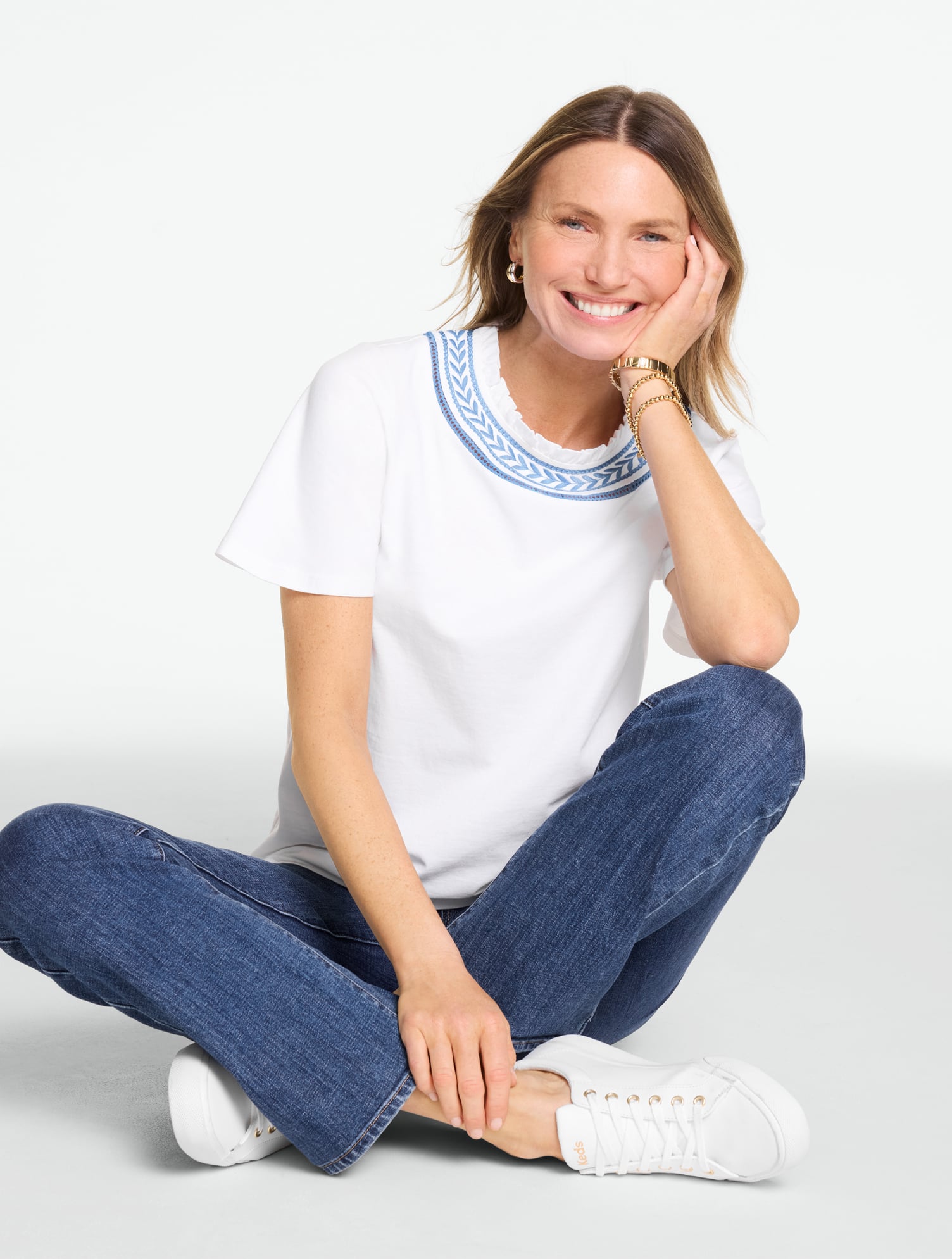 トップス Yrke Embroidered Yoke Top | Talbots