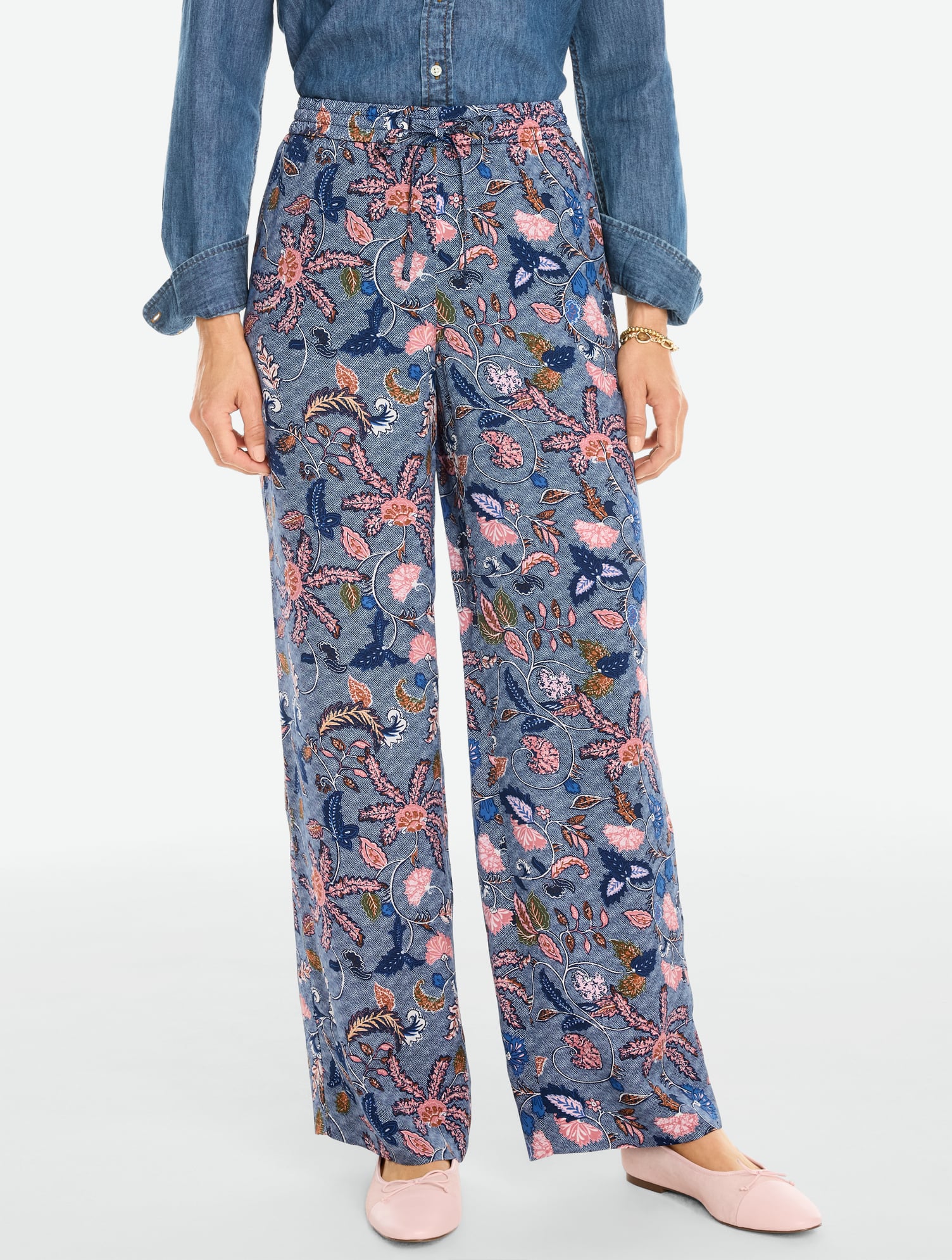 Wide Leg Pull-On Pants - Fresh Poppy