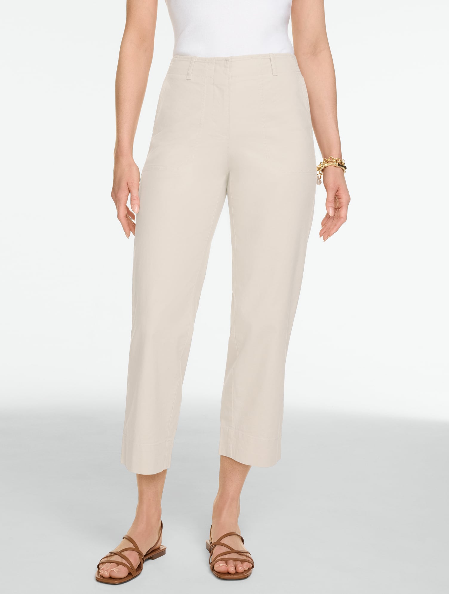 Stretch Linen Straight Crop Pants | Talbots