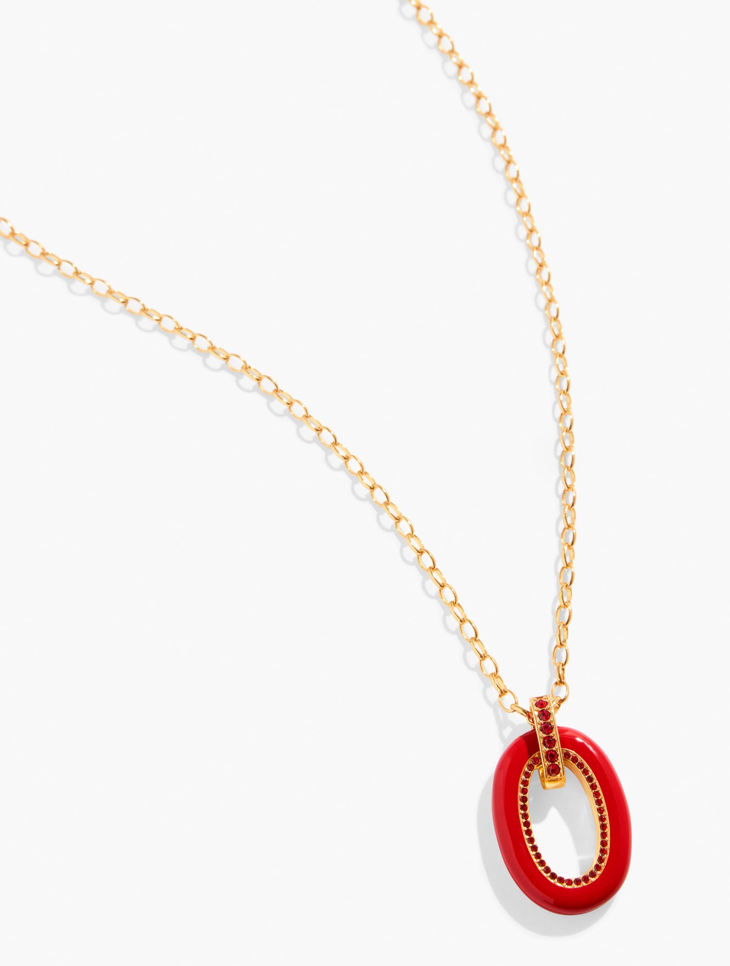 Talbots Oval Enamel Pavã© Pendant Necklace - Red/gold - 001 In Red,gold