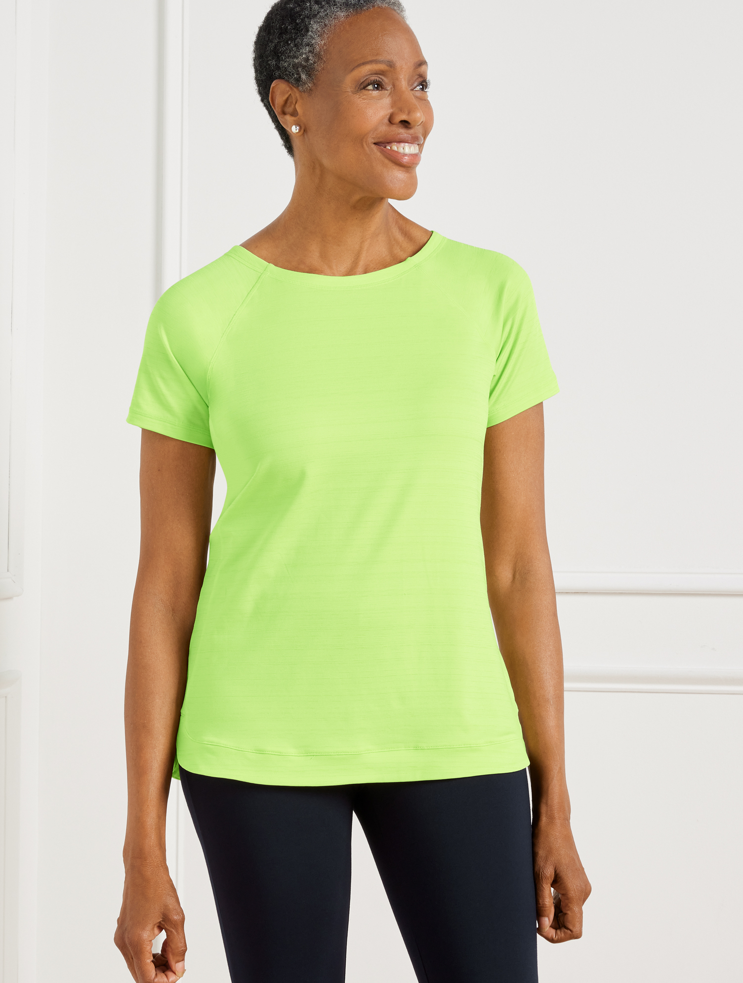 Talbots Plus Size - Cool Slub Active T-shirt - Lime Fizz - 2x
