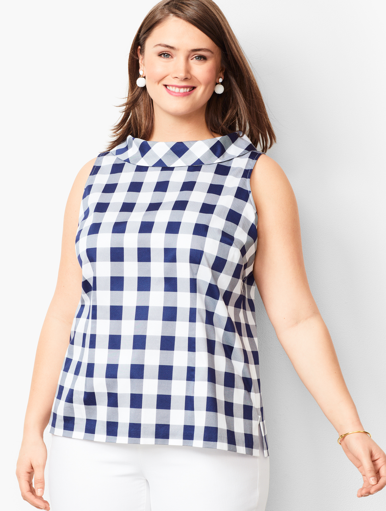 カットソー(半袖+袖なし) marga GINGHAM FRILL TOP Margot Top Gingham Black - Faithfull the Brand INT