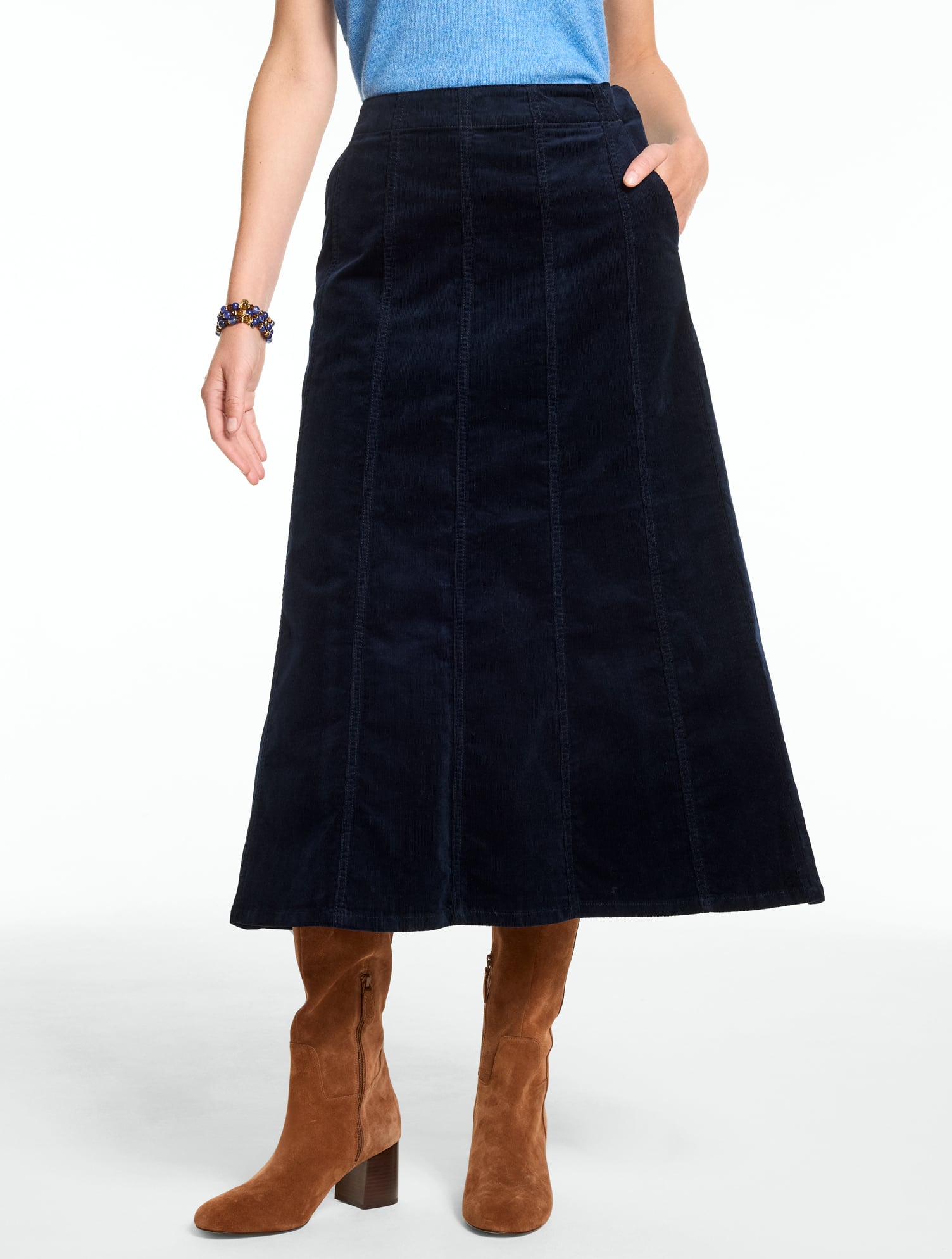 Corduroy Fit & Flare Skirt