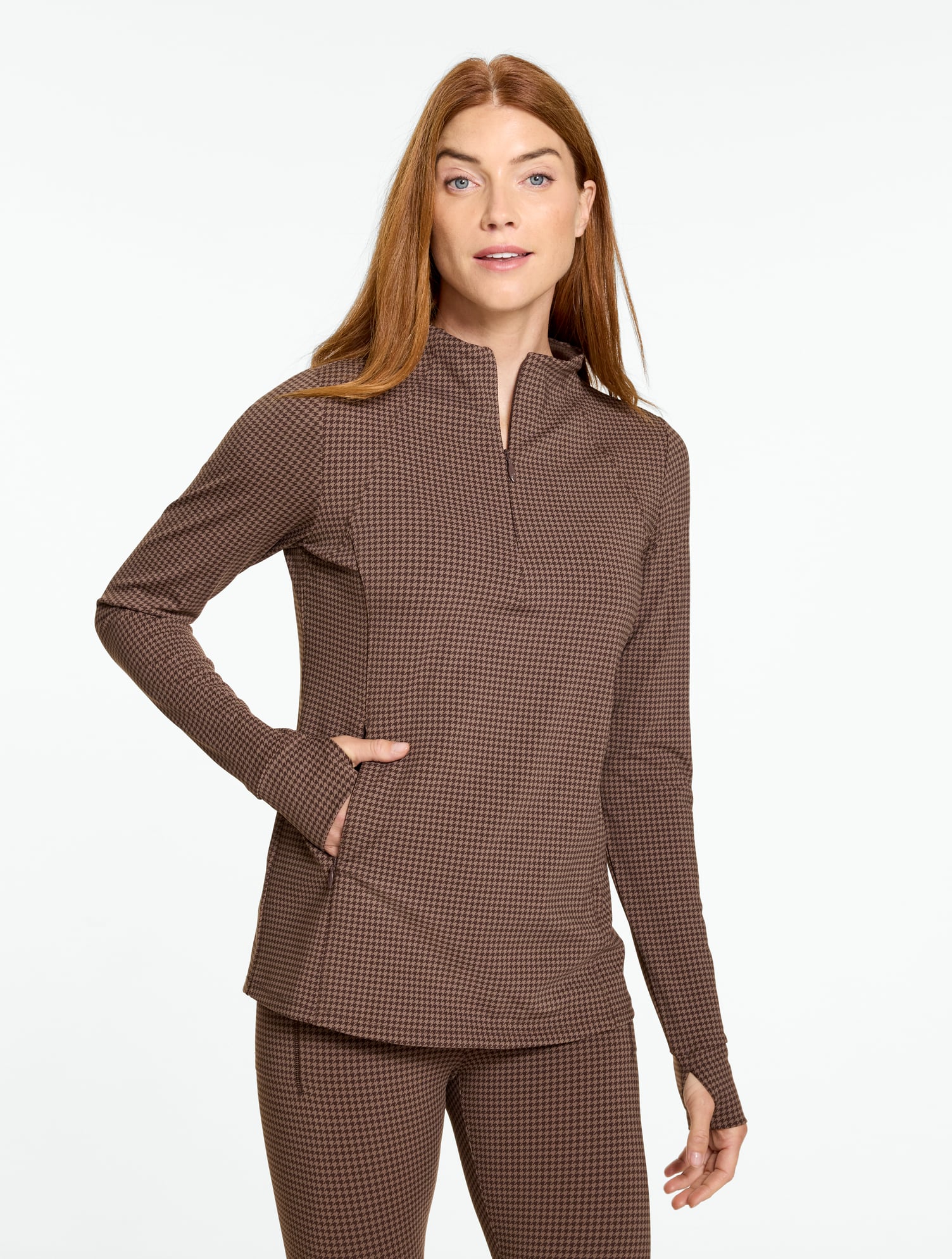 Out & About Half-Zip Pullover - Tonal Houndstooth