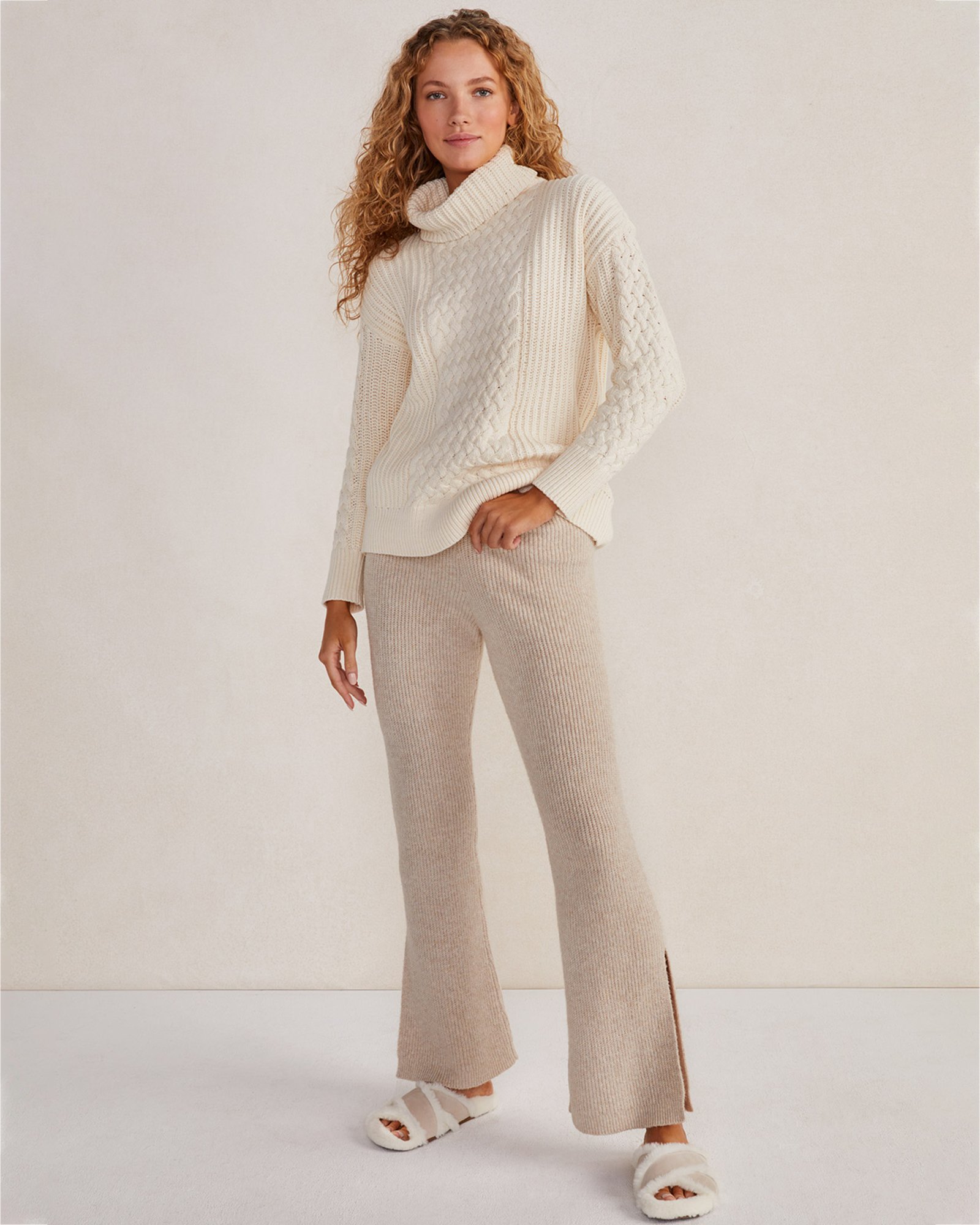 Talbots Braided Cable Knit Sweater - Bone - Xxl  In Neutral