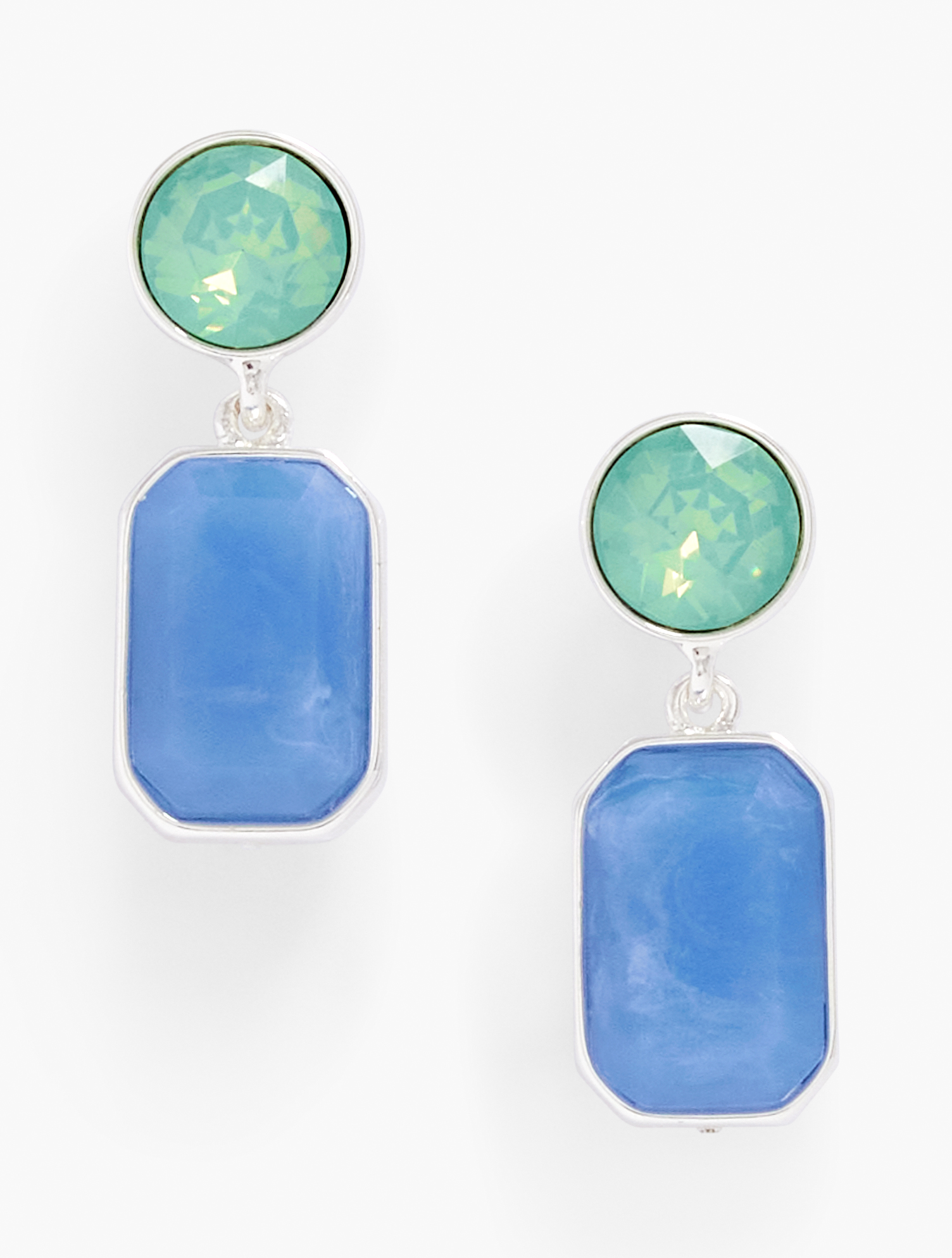 Talbots Crystal Stones Drop Earrings - Blue Iris/shiny Silver - 001  In Blue Iris,shiny Silver