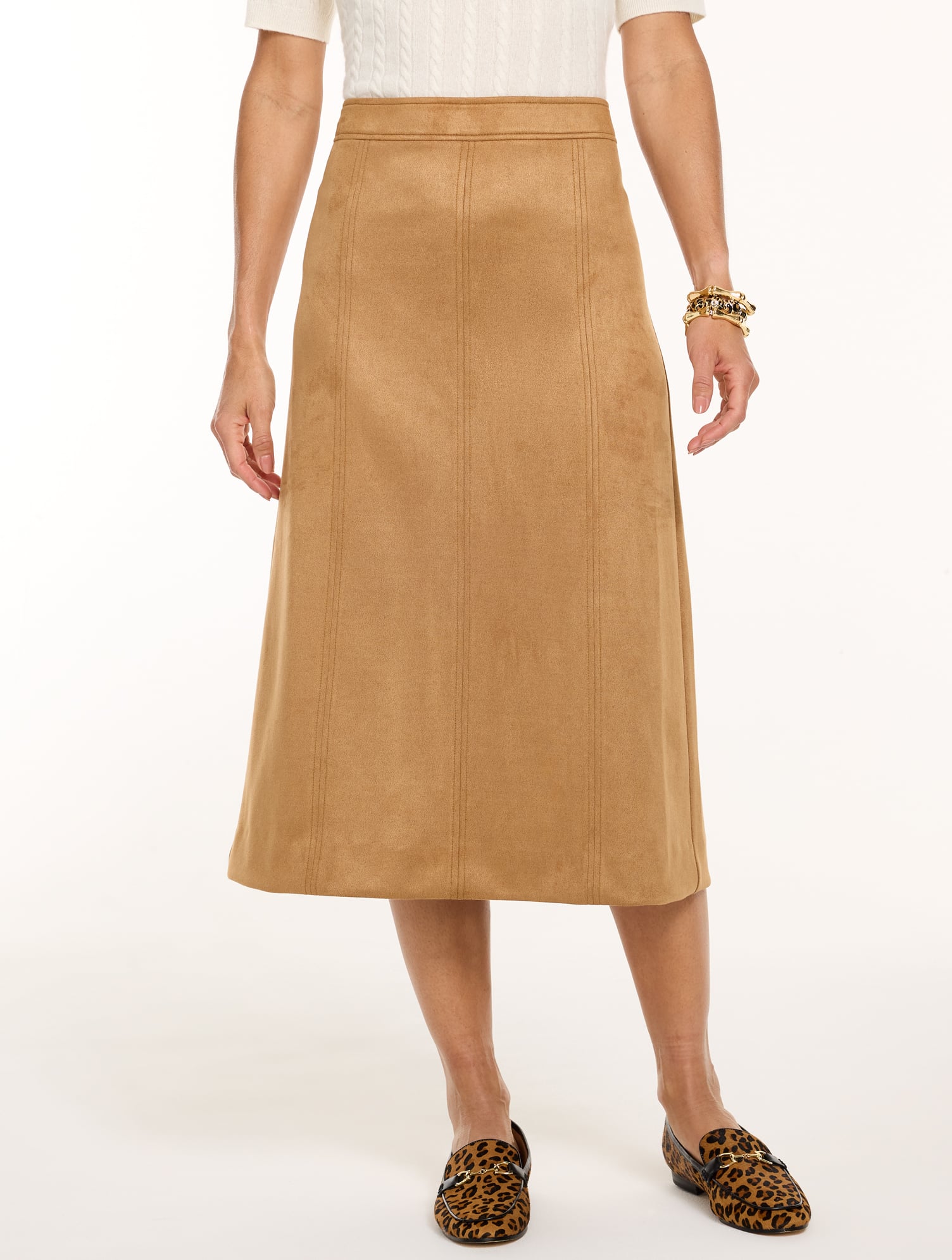 Faux Suede Midi Skirt