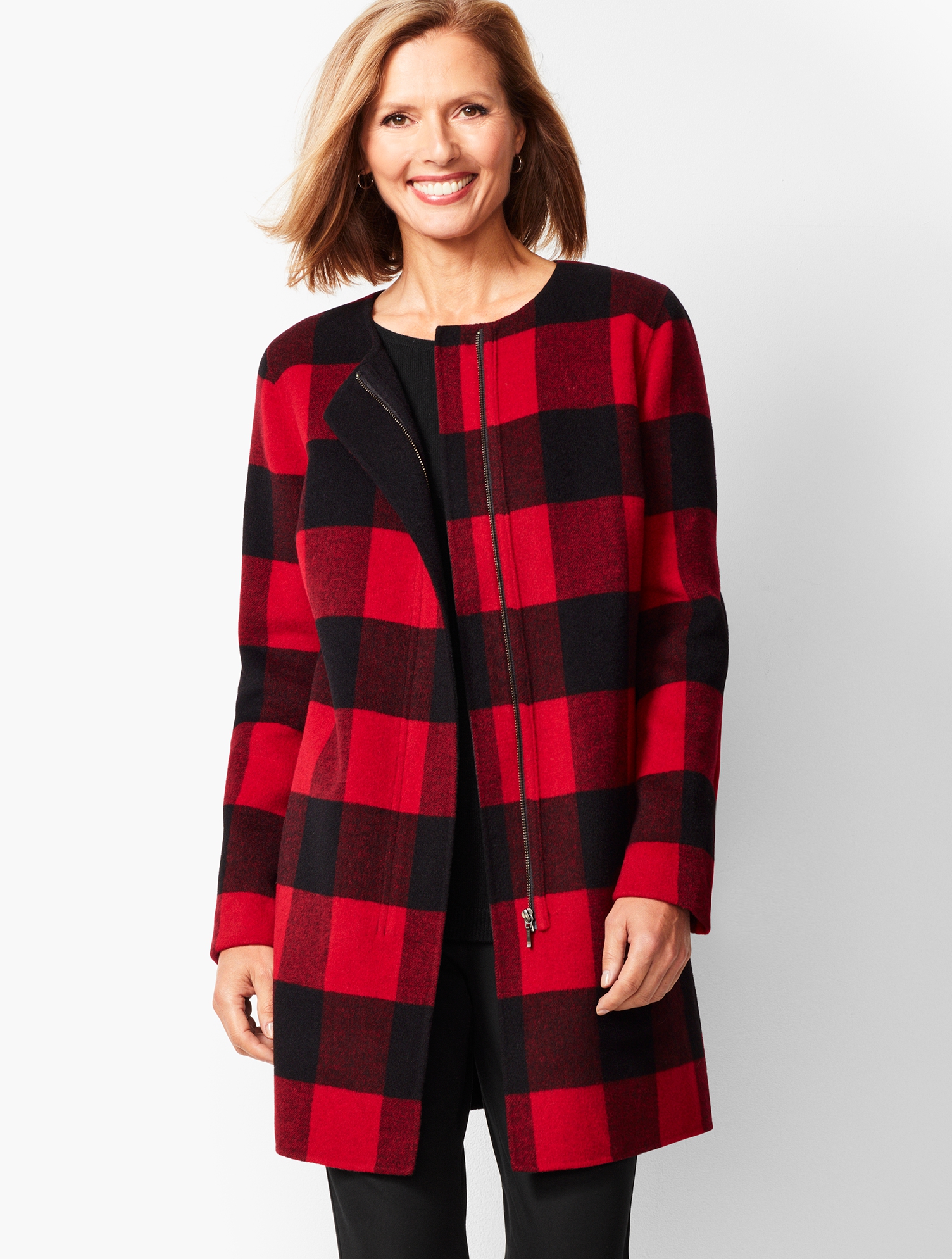 Buffalo Plaid Double-Face Topper | Talbots