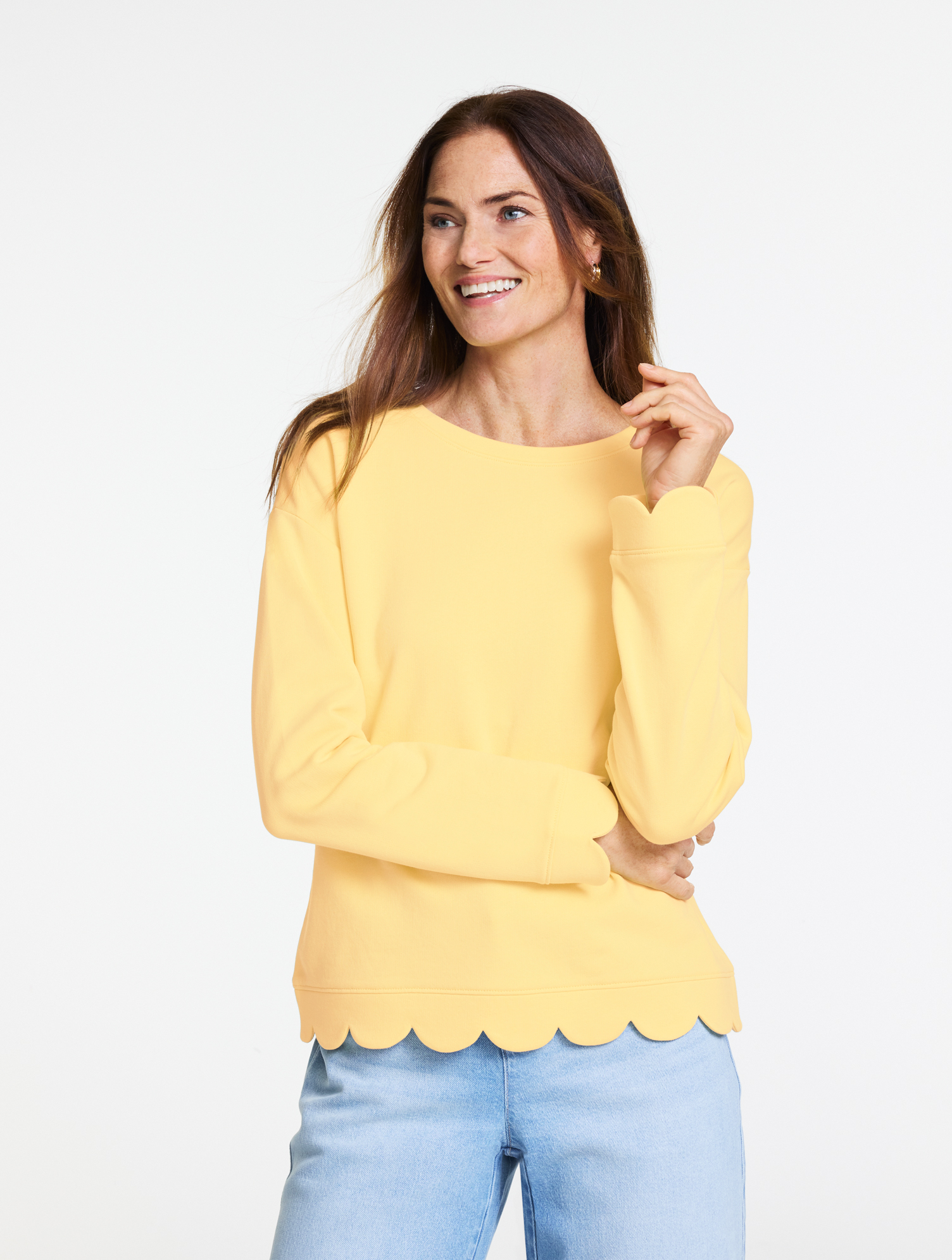 Scalloped French Terry Sweatshirt | Talbots