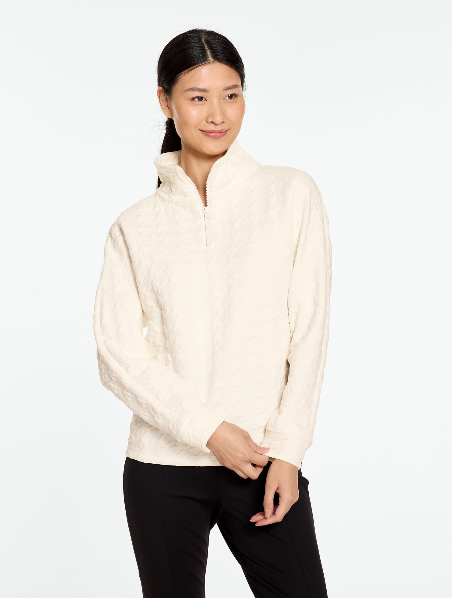Half-Zip Pullover - Tonal Houndstooth
