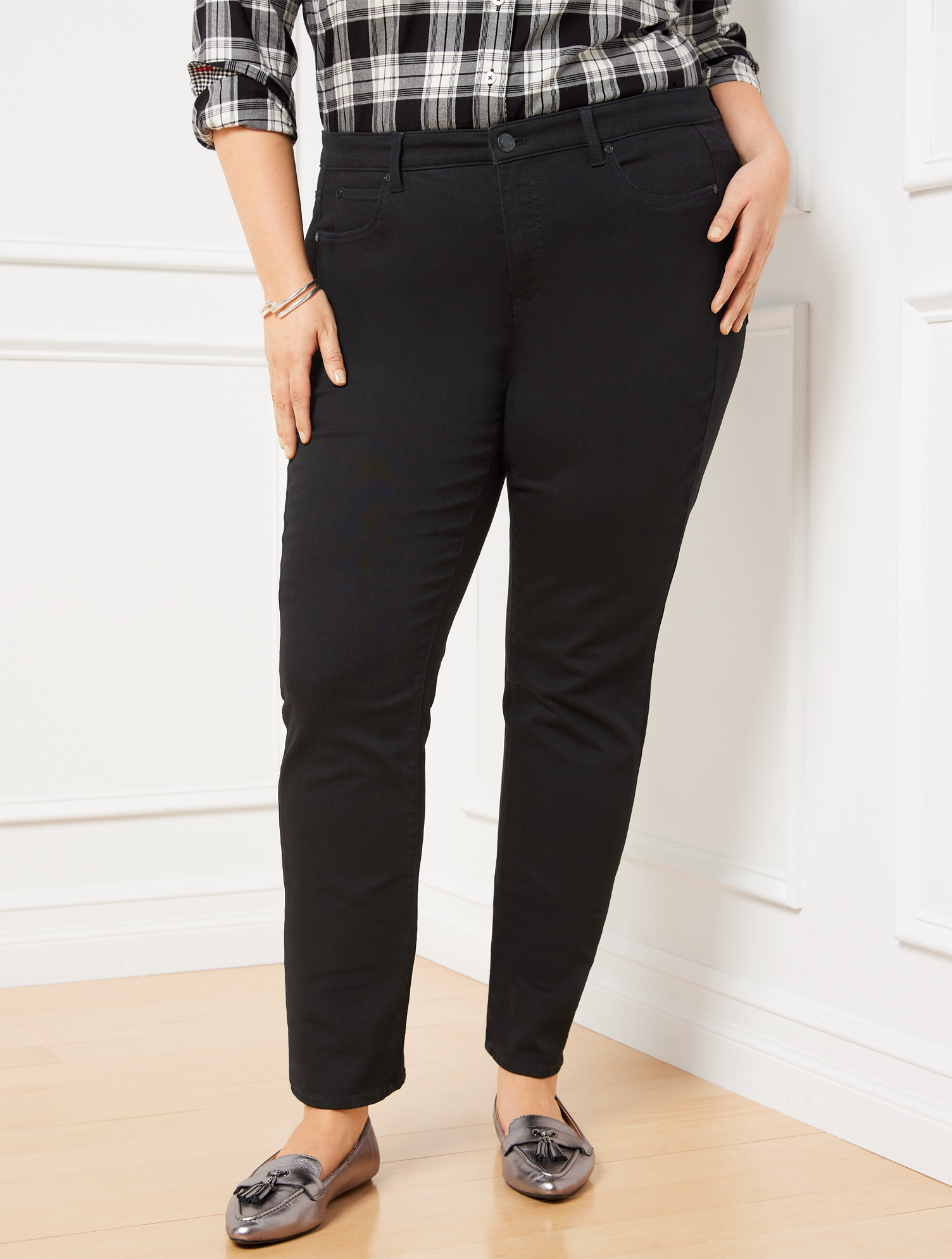 Talbots Plus Size High-waist Straight-leg Jeans - Black - 20