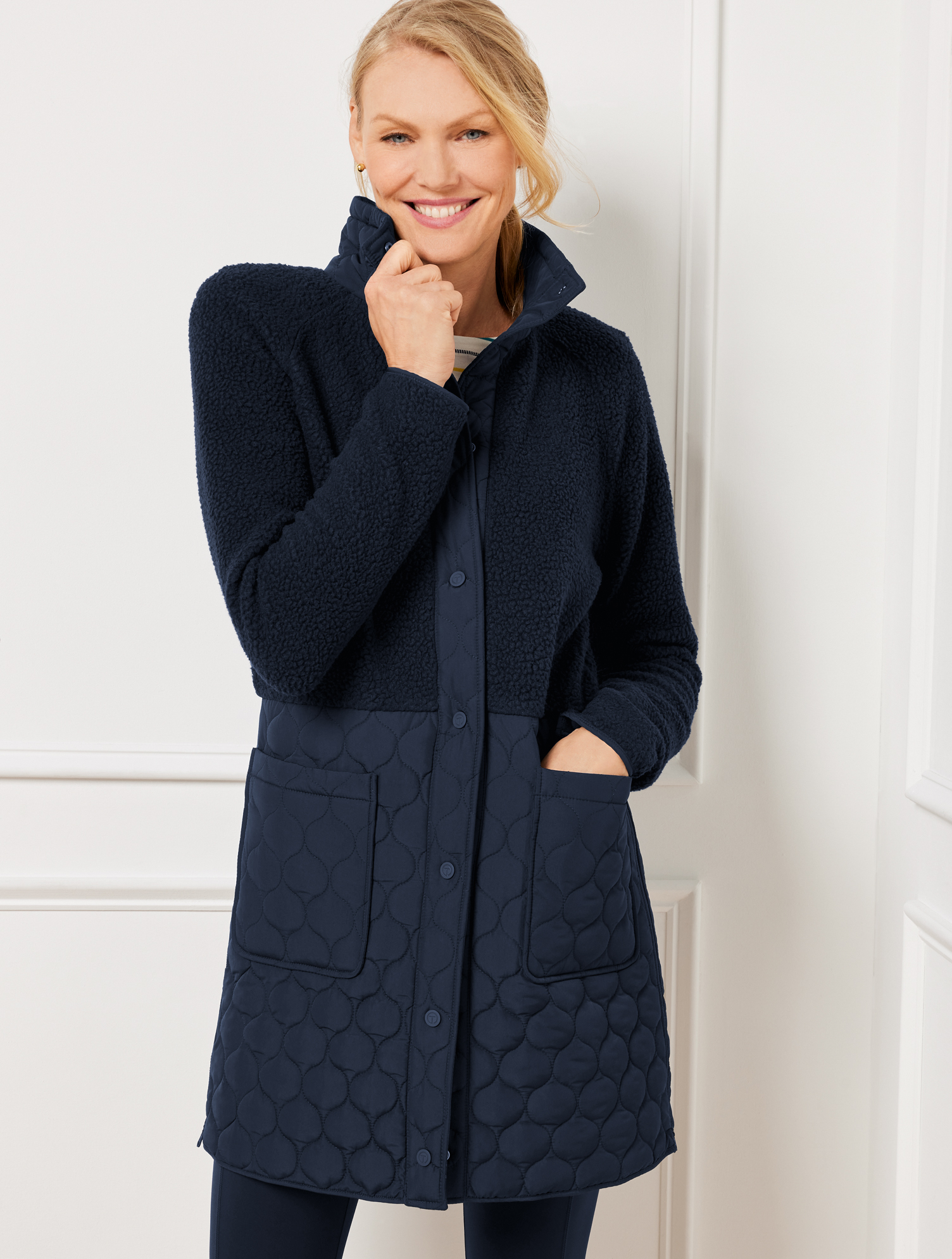 Talbots Cozy Sherpa Quilted Jacket - Blue - 1x