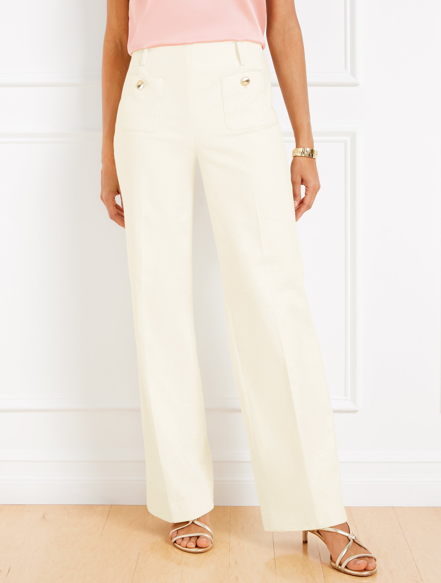 Textured Cotton Wide Leg Pants | Talbots