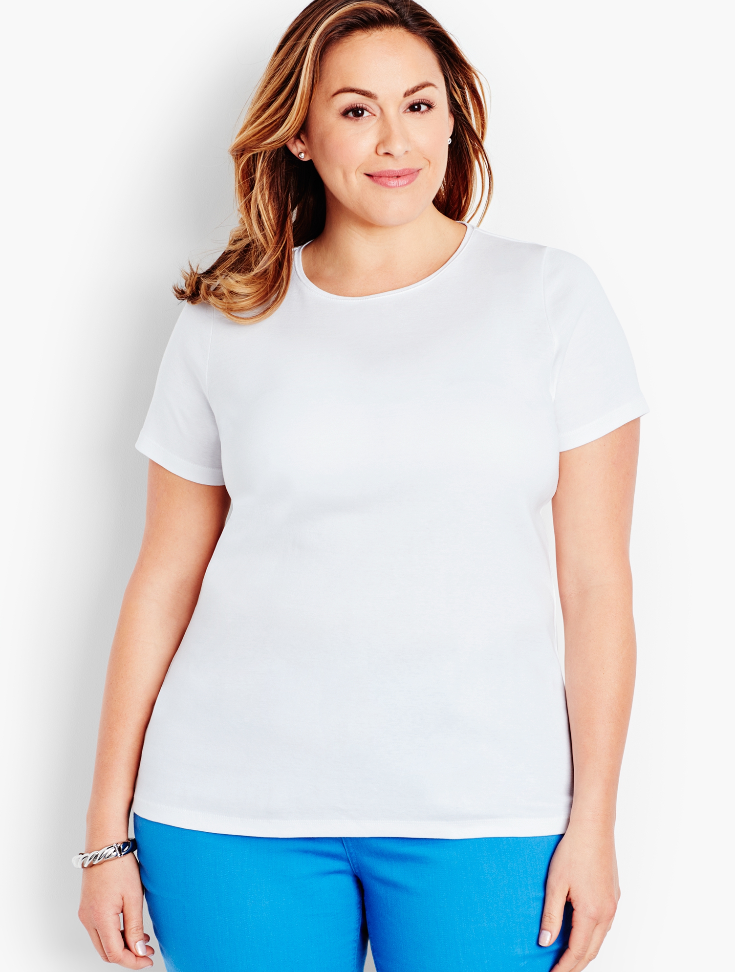 Talbots Pima Cotton Short-sleeve Crewneck T-shirt - White - 3x