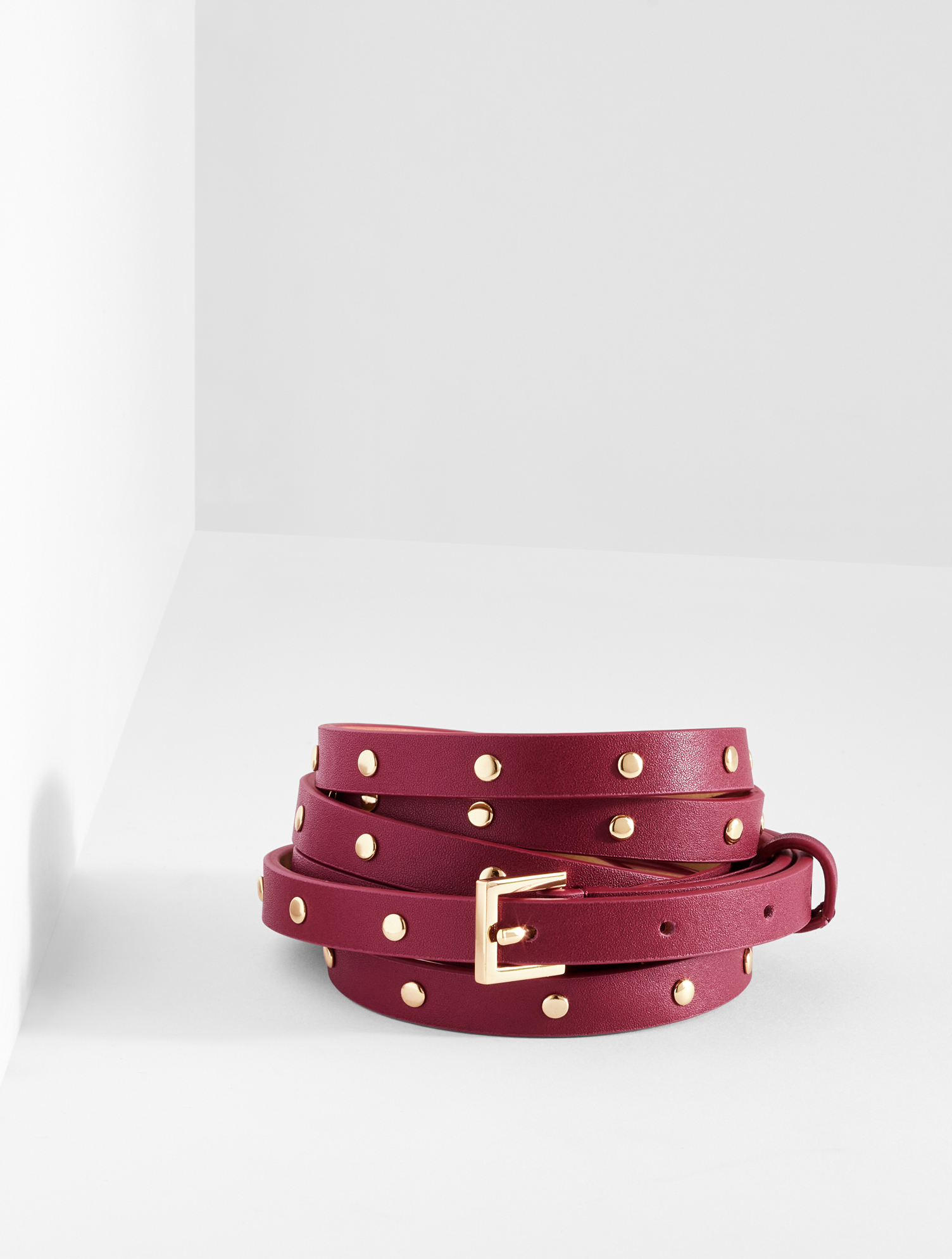 Talbots Red Pebbled Leather Belt Rhinestone Crystal Circle Buckle XL NWT Talbots Red Belts for Women for sale | eBay main image 4