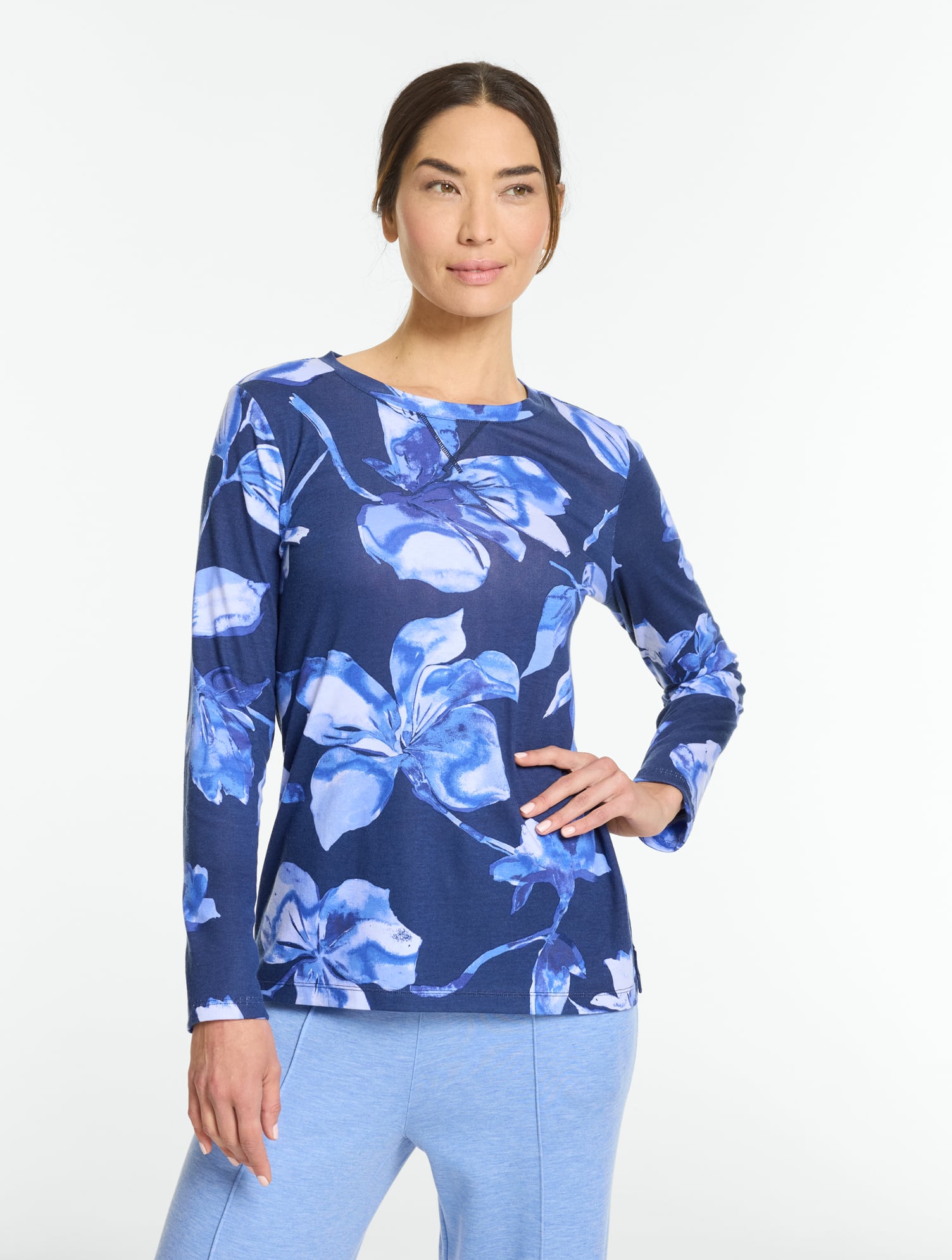Supersoft Jersey Long Sleeve Crewneck Tee - Brushed Floral