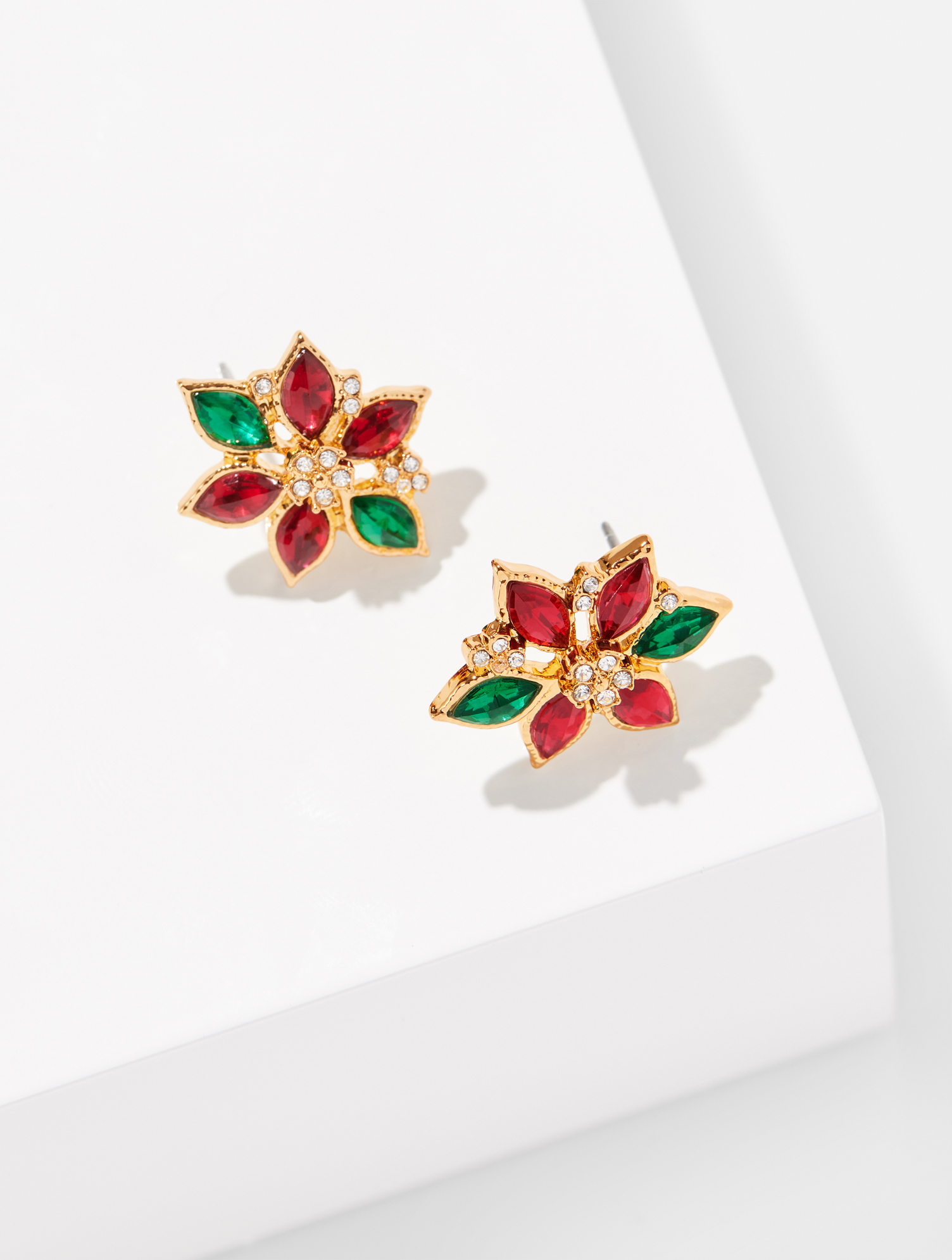 Talbots Poinsettia Stud Earrings - Red/gold - 001  In Gold