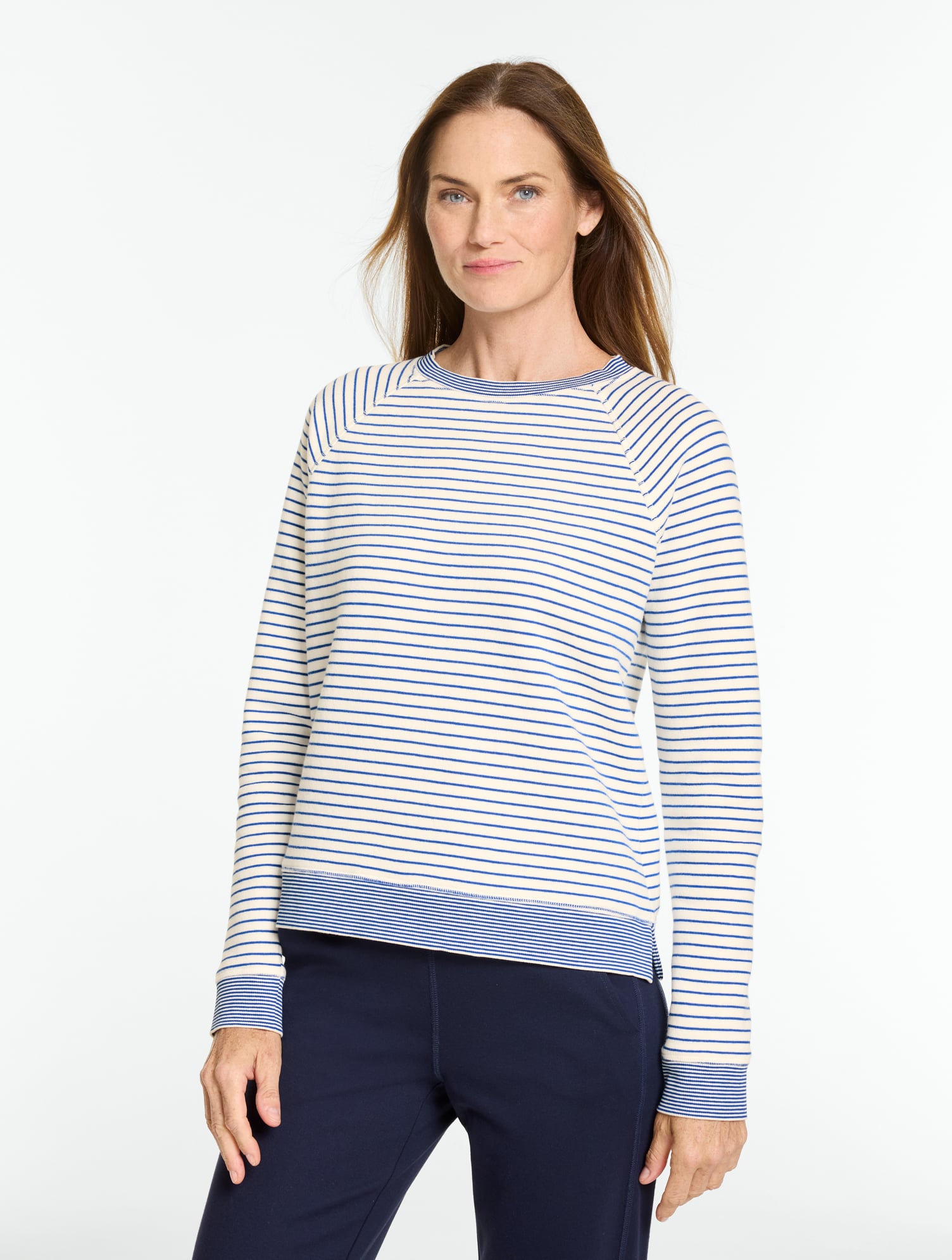 Cozy Fleece Crewneck Pullover - Bennetway Stripe