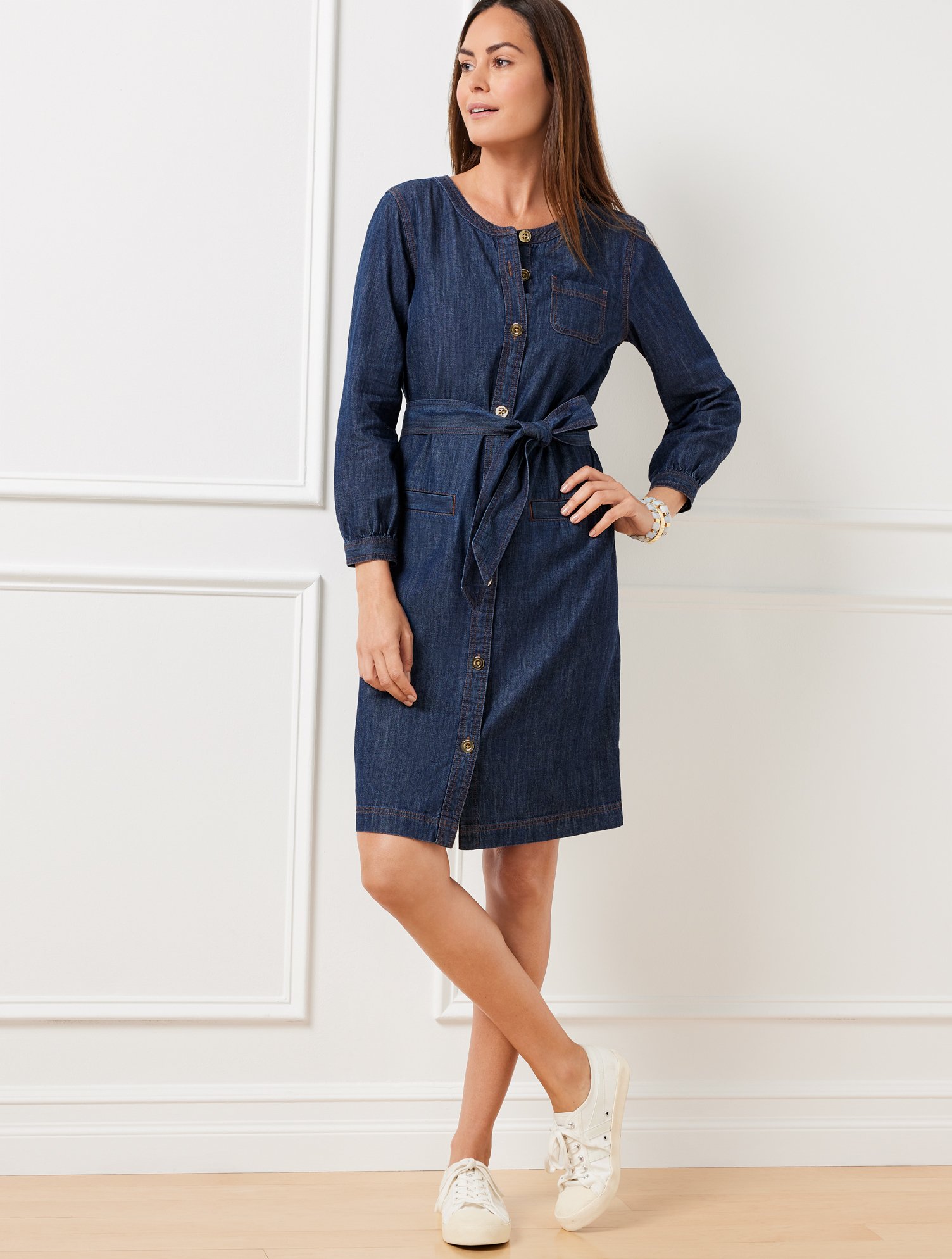 Talbots Petite - Denim Utility Shirtdress - Midnight Wash - Xl - 100% Cotton  In Midnight Wash