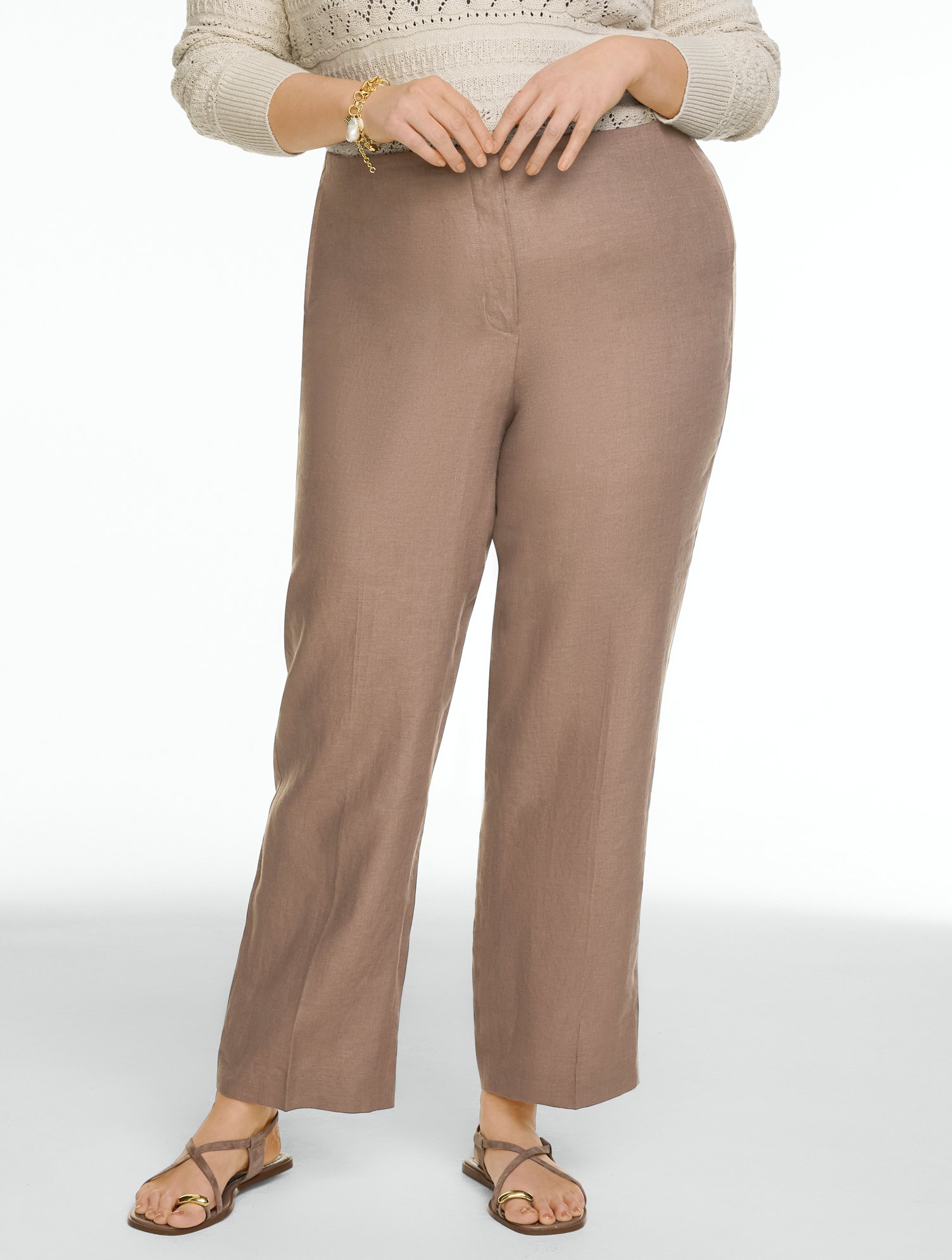 Classic Linen Straight Ankle Pants