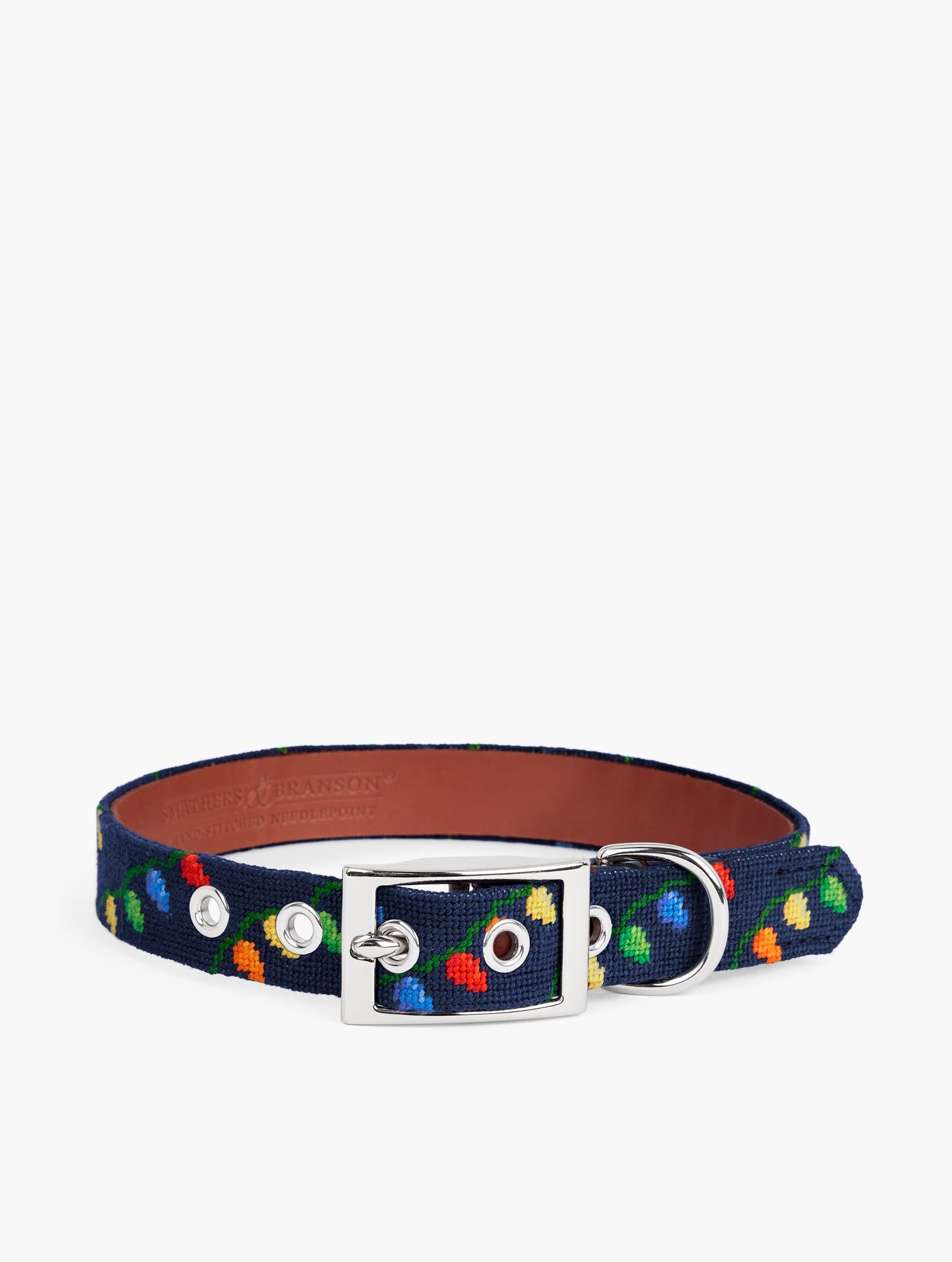 Smathers & Branson for Talbots Holiday Lights Dog Collar - Blue - Large