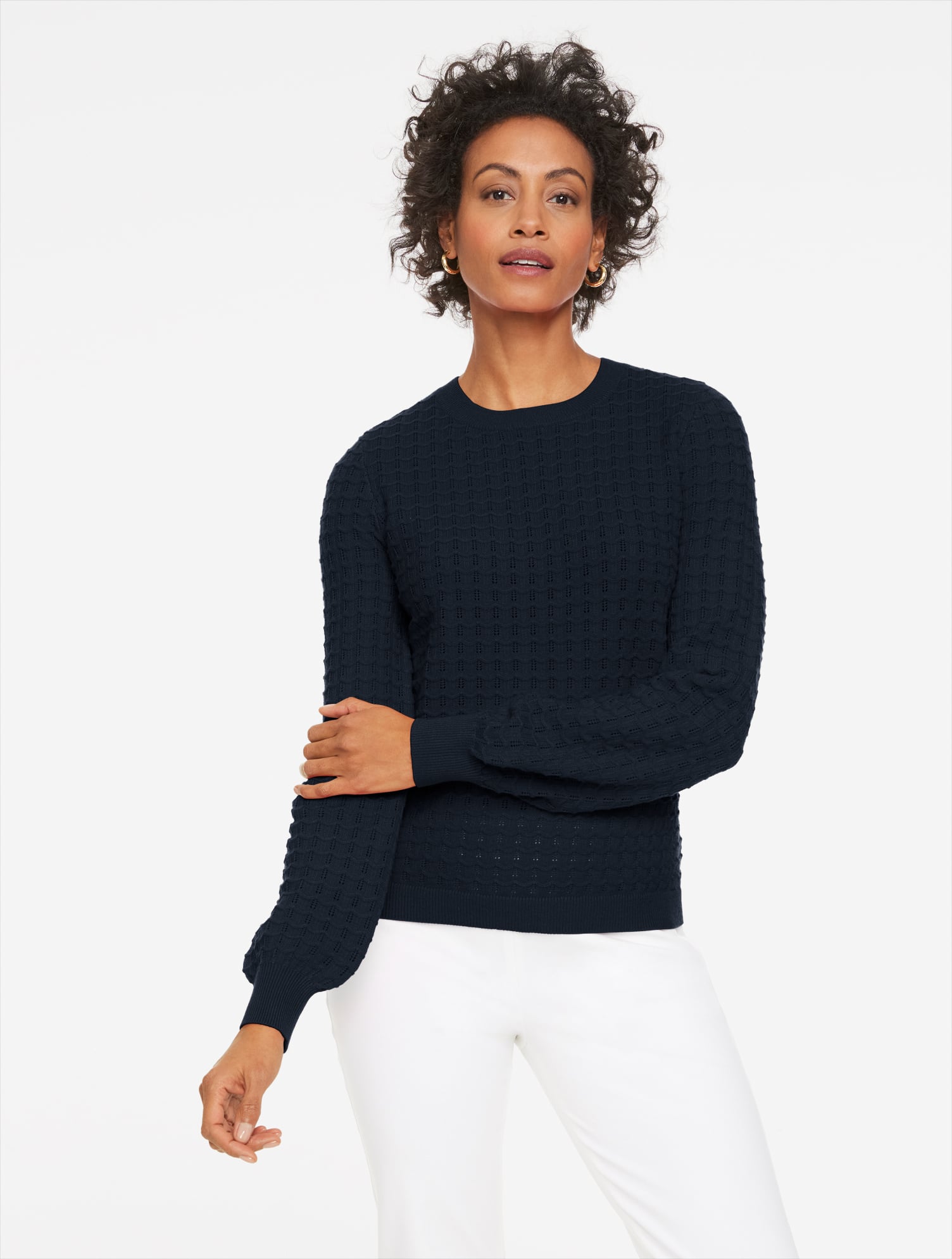 Pointelle Crewneck Pullover