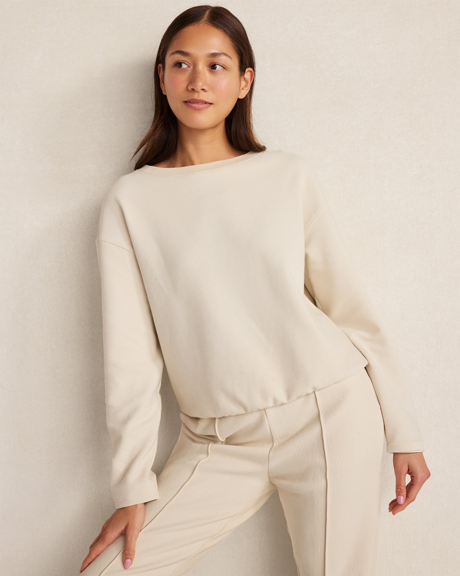 Ottoman Rib Drop Shoulder Top