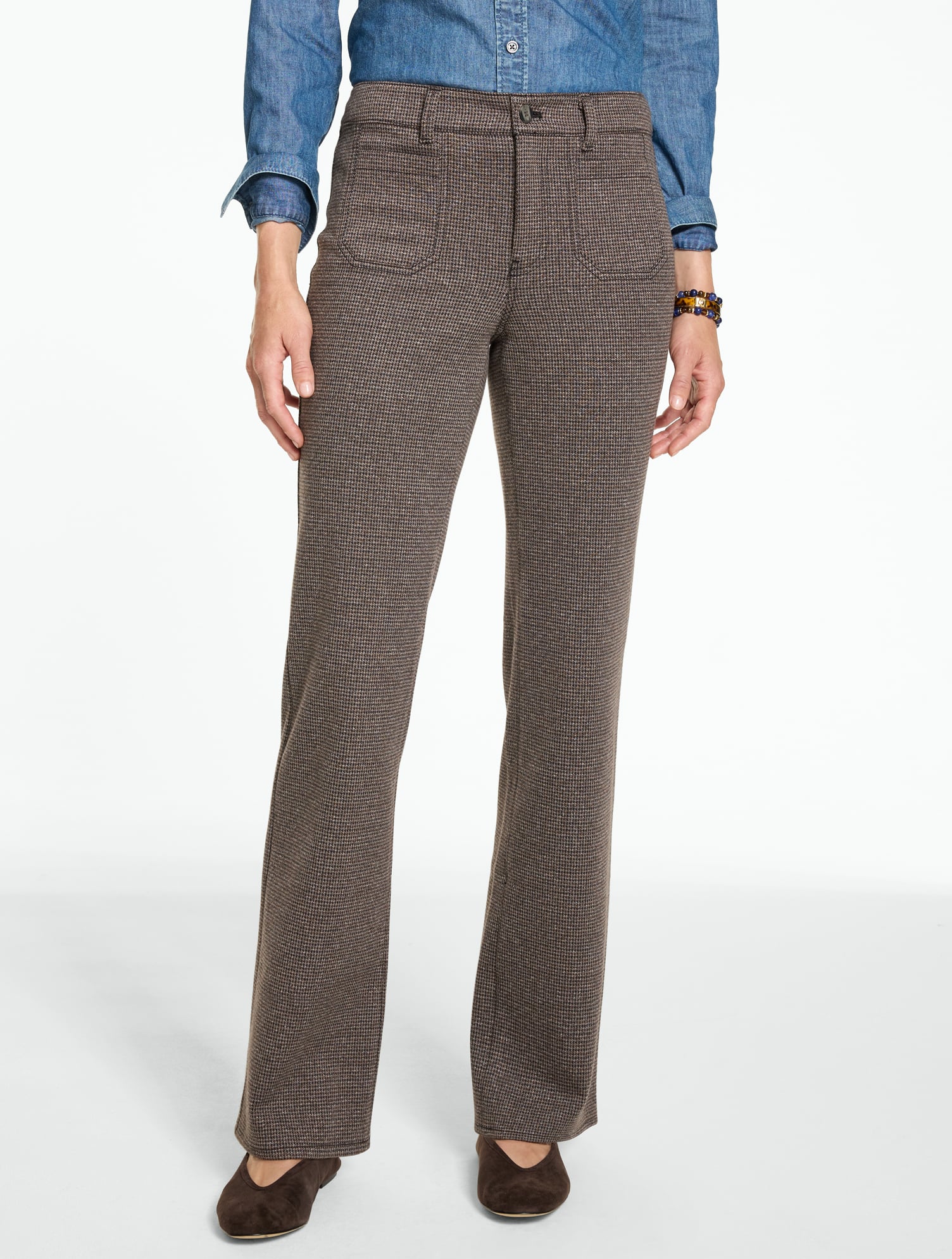 Polished Ponte Bootcut Pants - Houndstooth