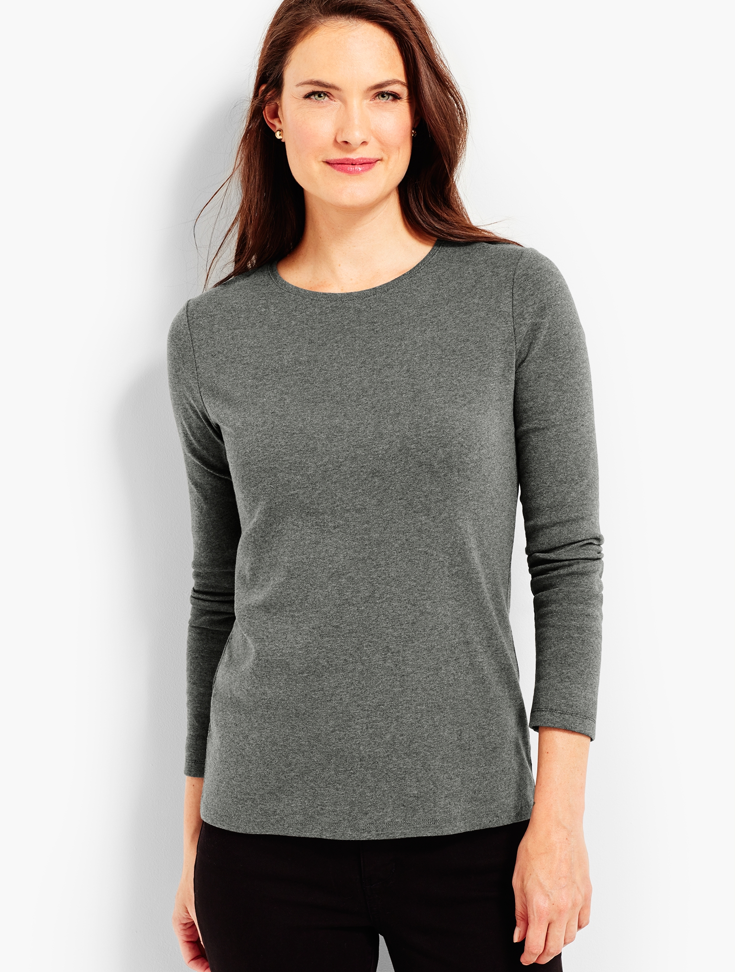 Long-Sleeve Crewneck Tee - Heathered | Talbots