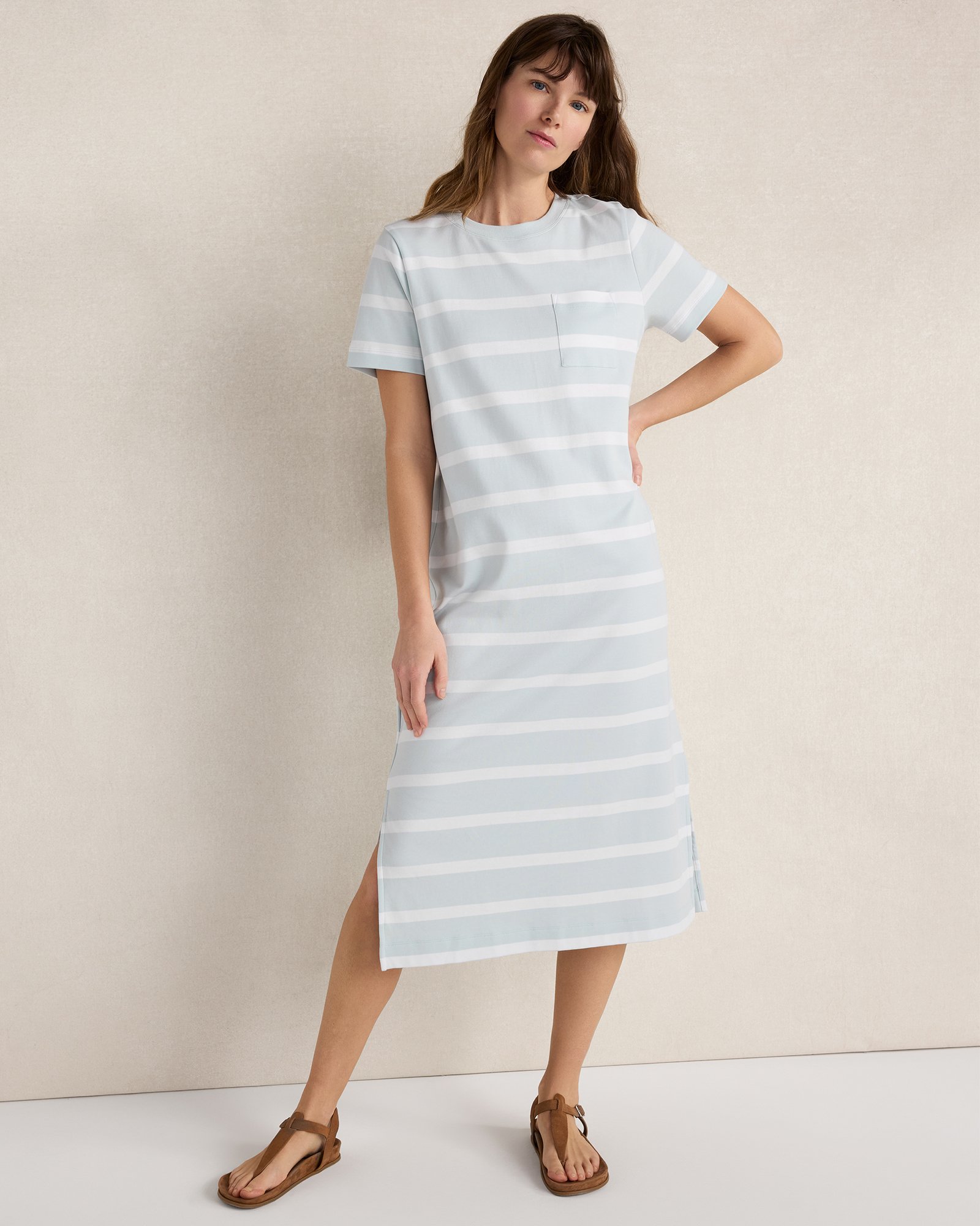 Organic Cotton Interlock Striped Short Sleeve Dress