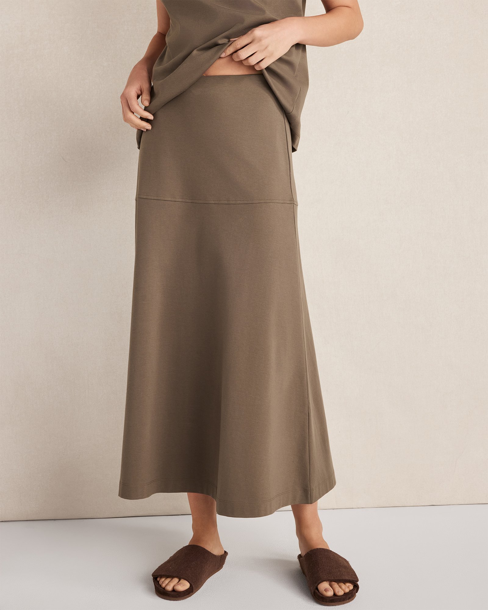 Organic Cotton Interlock Midi Skirt