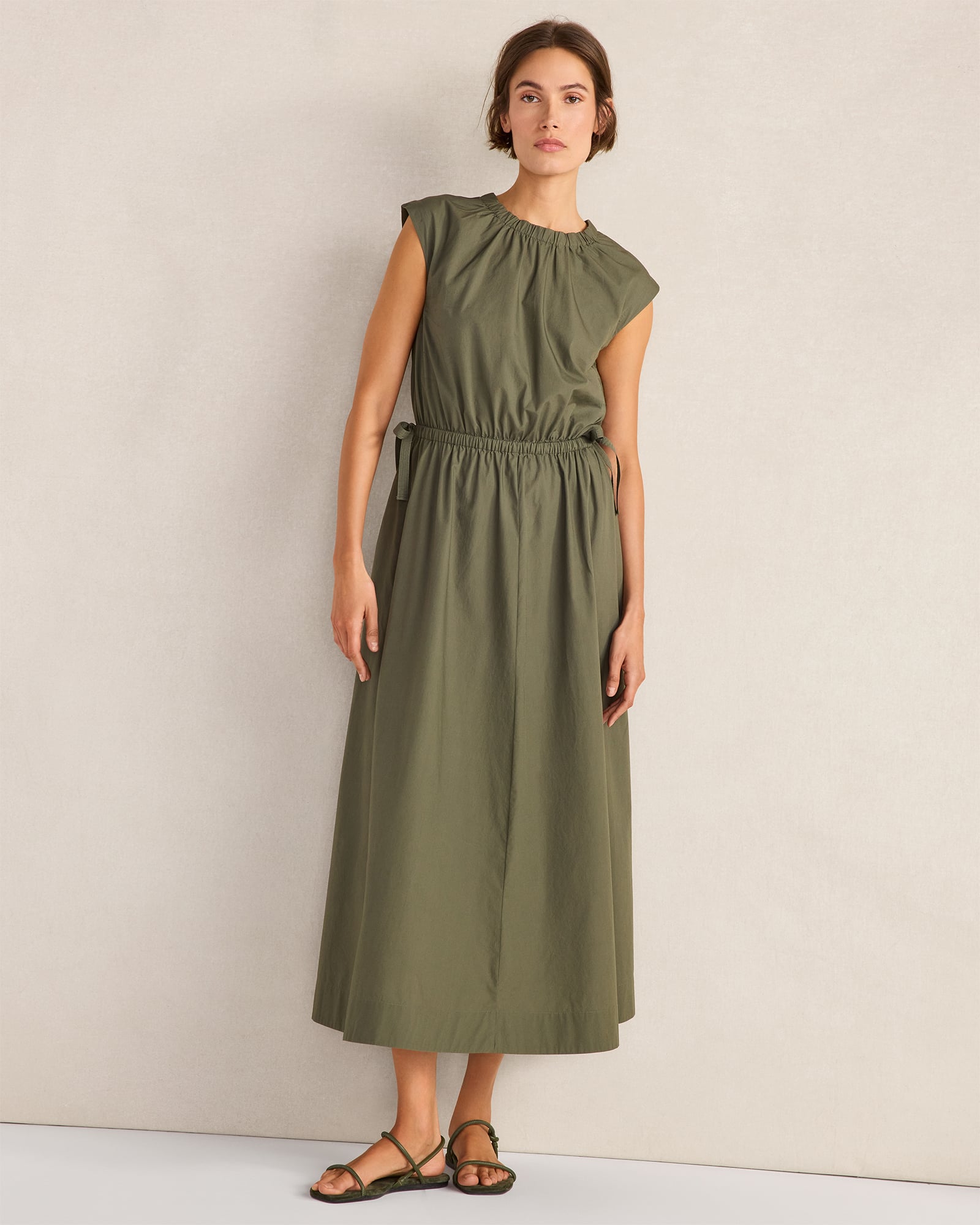 Organic Cotton Poplin Side-Tie Maxi Dress